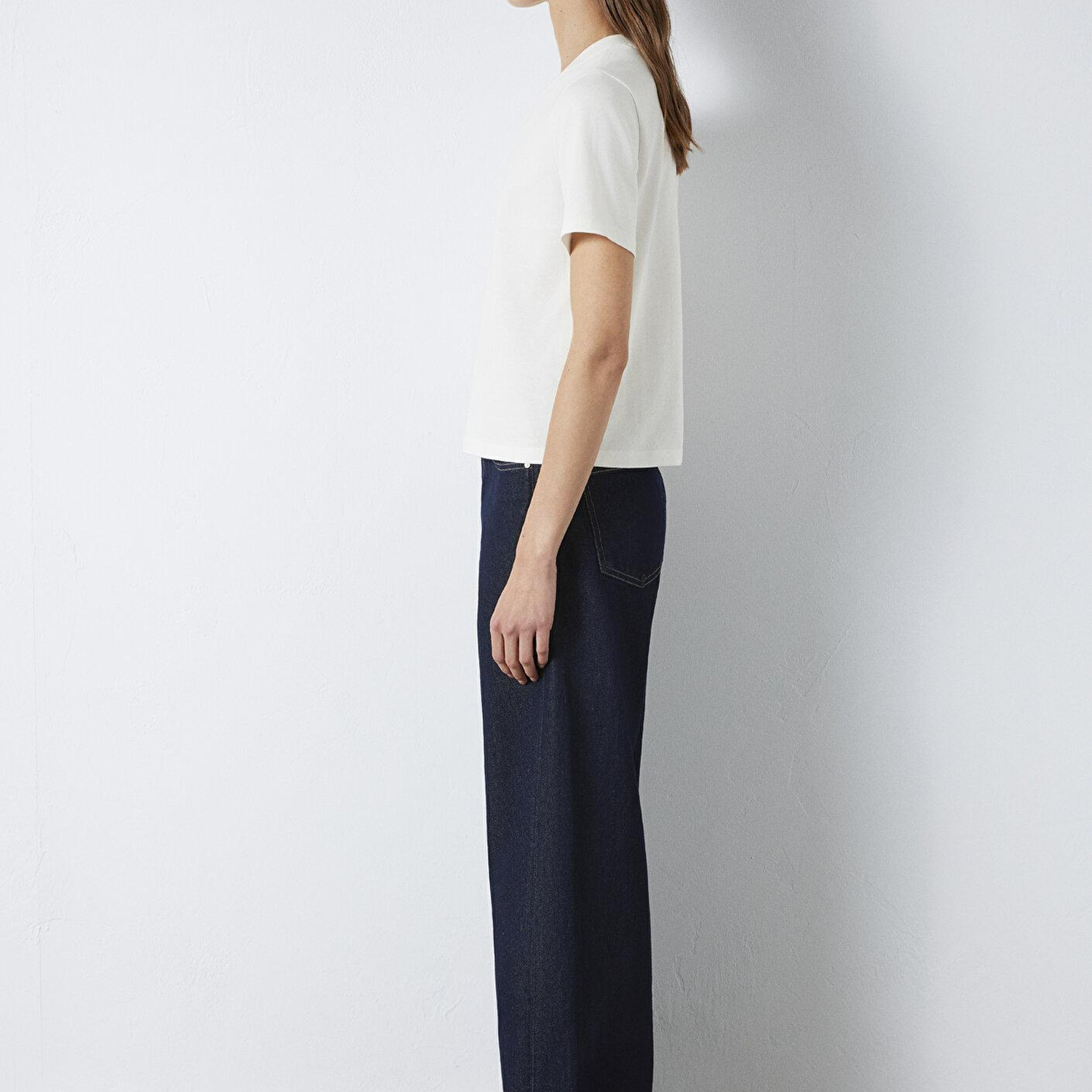 Mavi Ekru Basic Tişört Slim Fit / Dar Kesim 1613788-80194