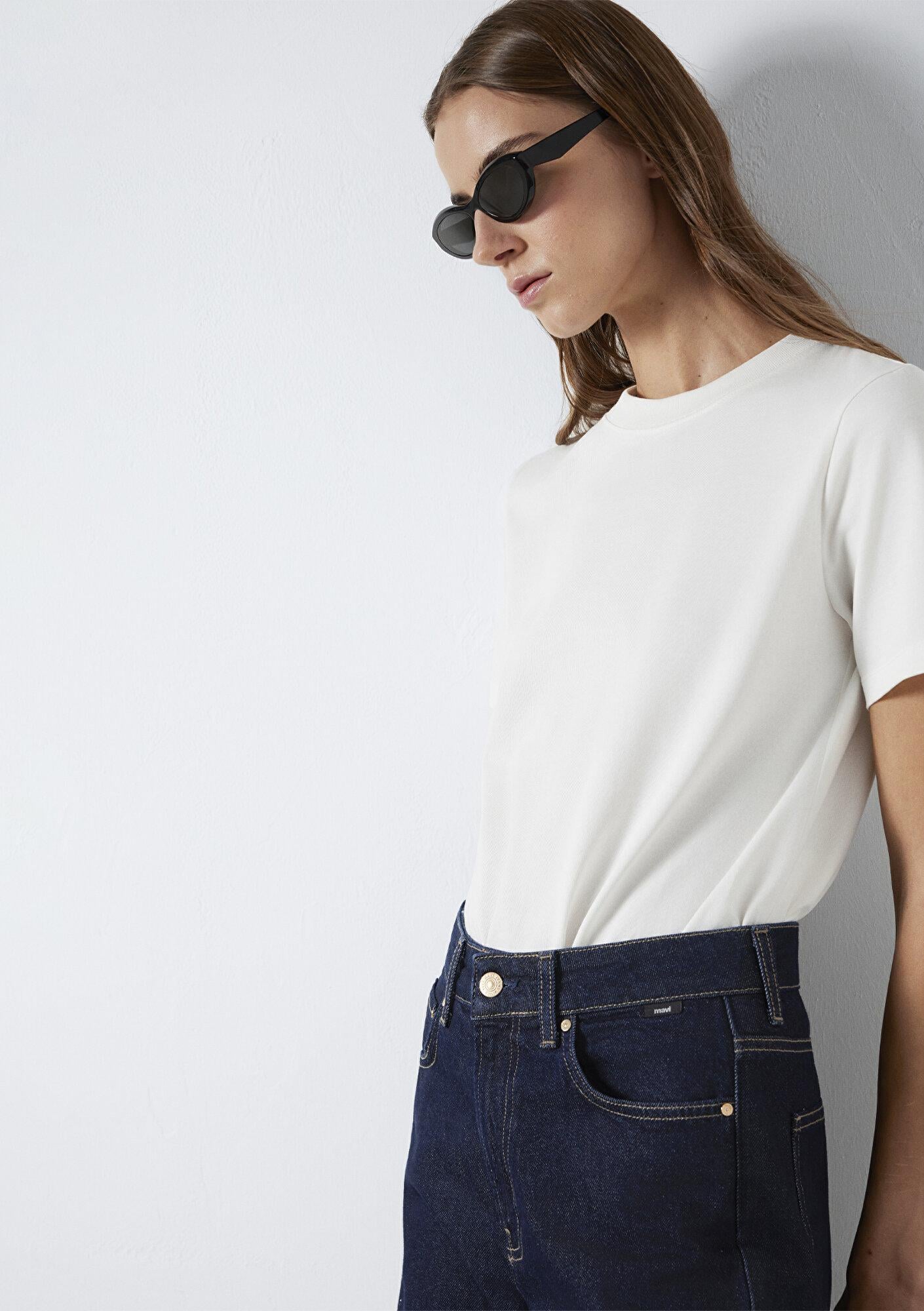 Mavi Ekru Basic Tişört Slim Fit / Dar Kesim 1613788-80194