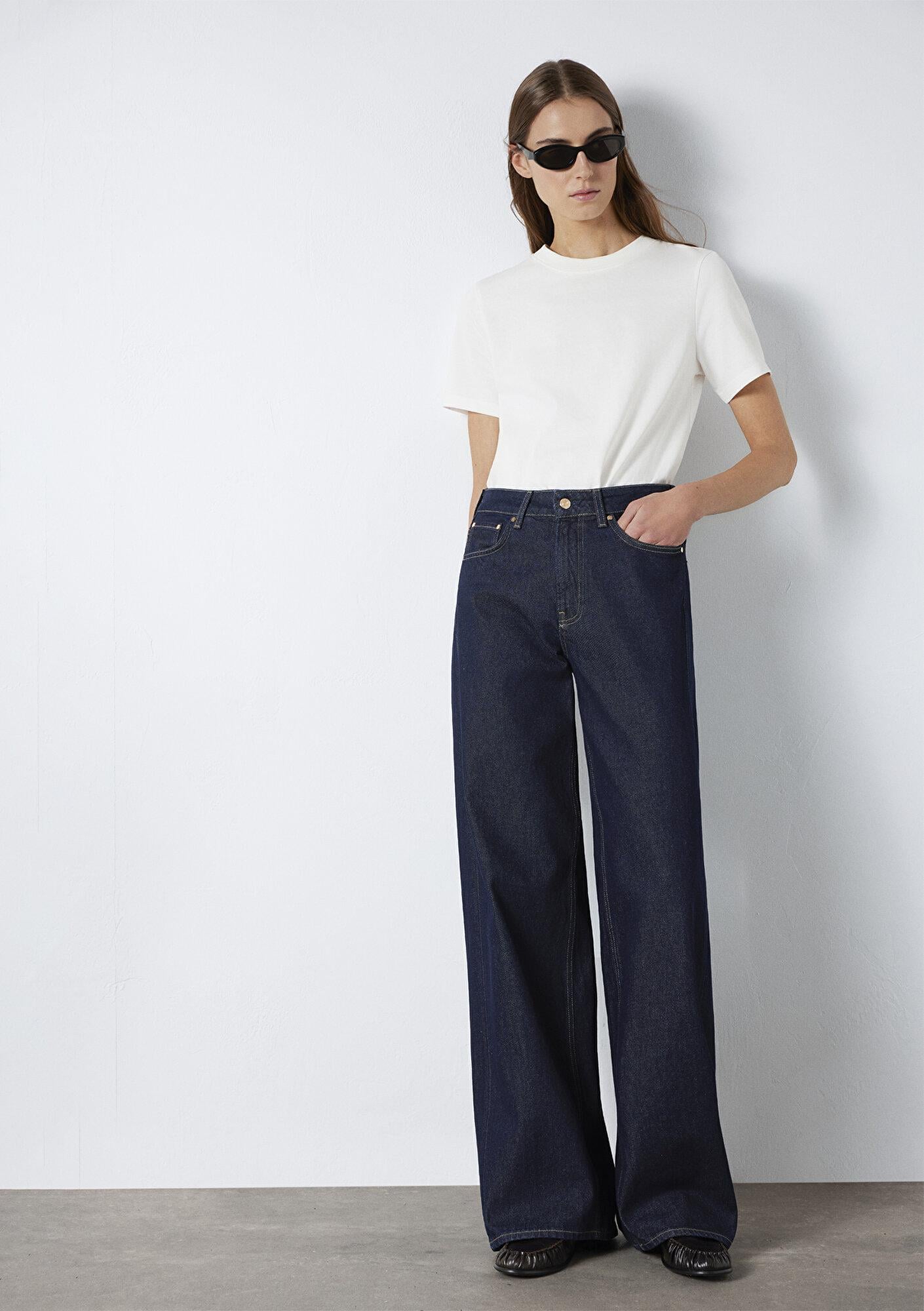 Mavi Ekru Basic Tişört Slim Fit / Dar Kesim 1613788-80194
