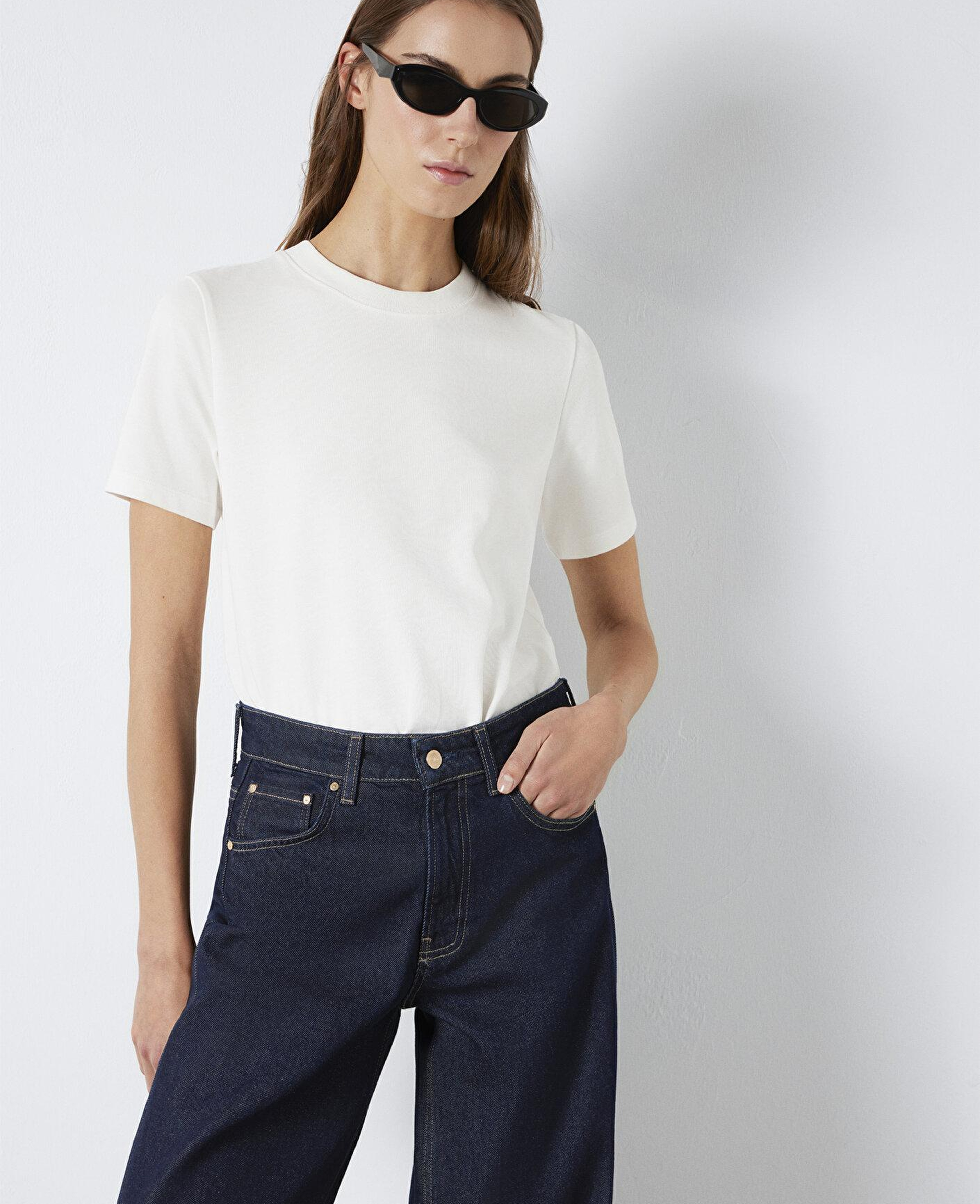 Mavi Ekru Basic Tişört Slim Fit / Dar Kesim 1613788-80194