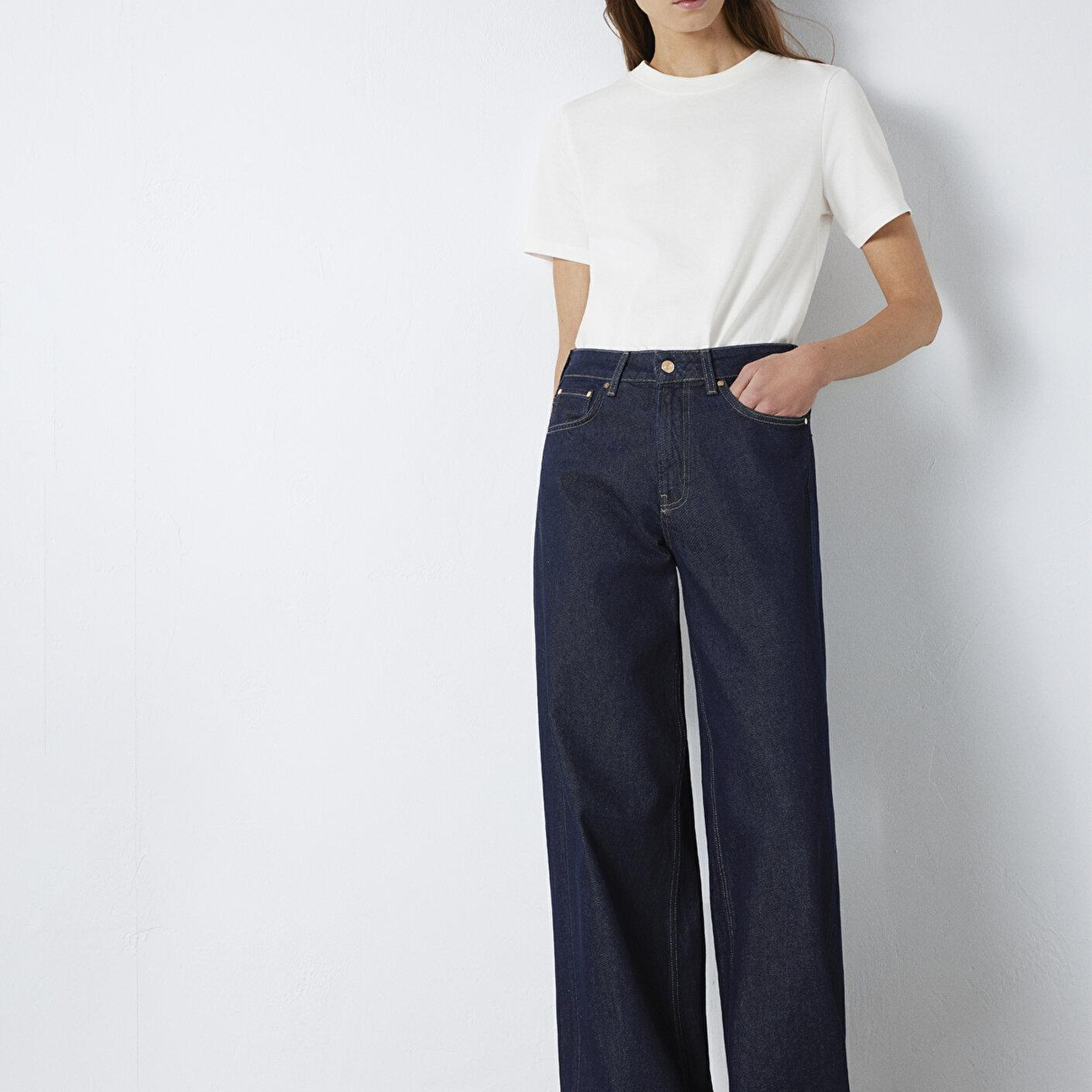 Mavi Ekru Basic Tişört Slim Fit / Dar Kesim 1613788-80194