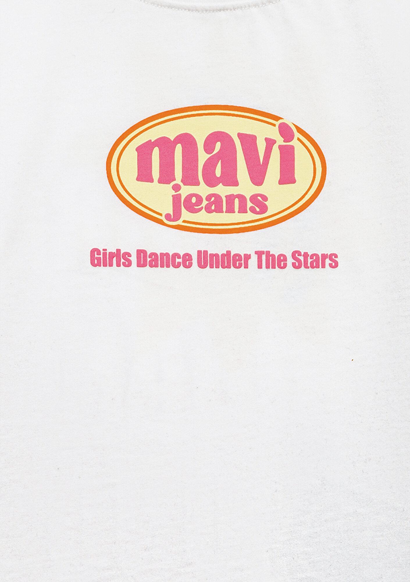Mavi Mavi Jeans Baskılı Ekru Tişört Loose Fit / Bol Rahat Kesim 7610391-70057