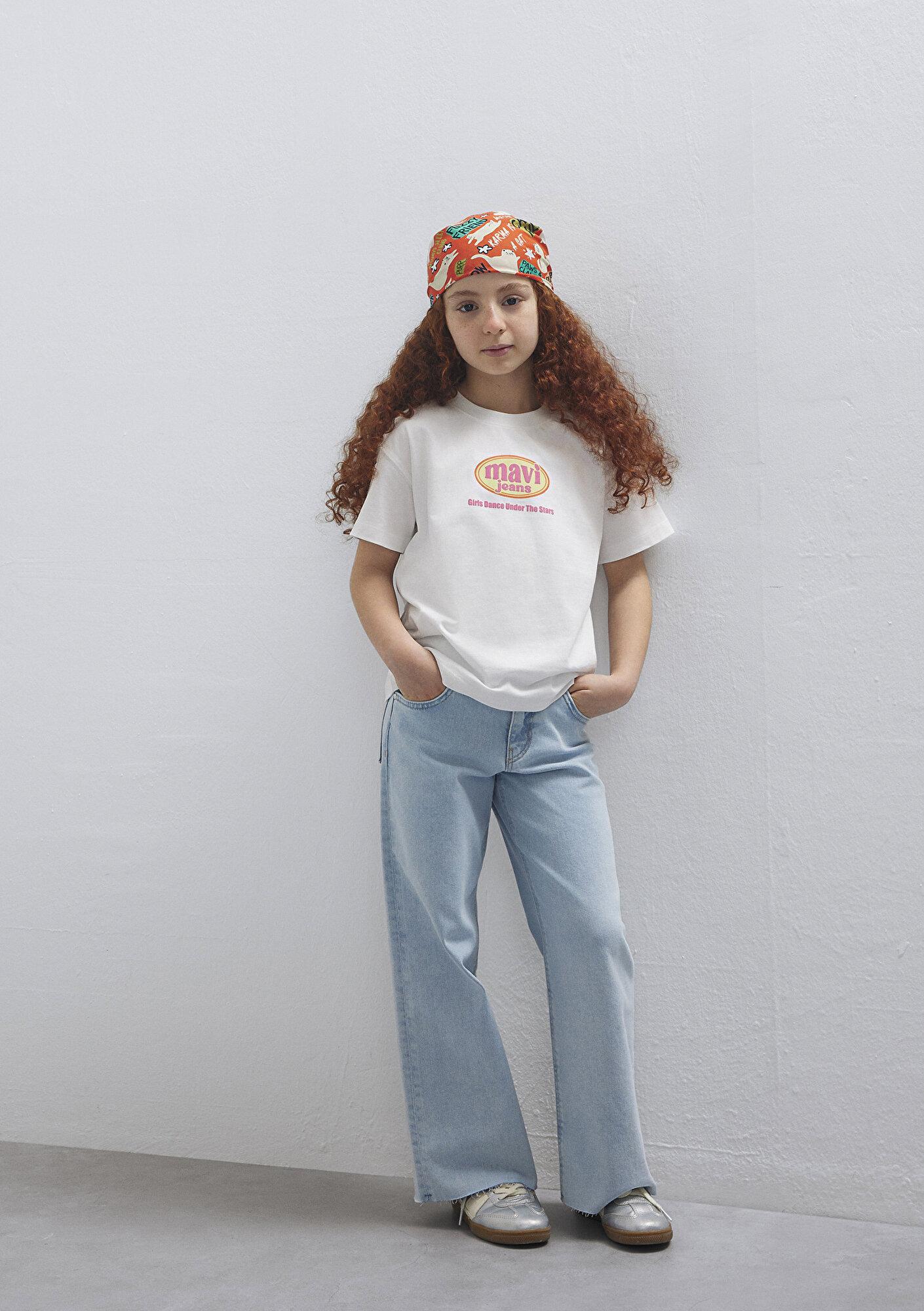 Mavi Mavi Jeans Baskılı Ekru Tişört Loose Fit / Bol Rahat Kesim 7610391-70057