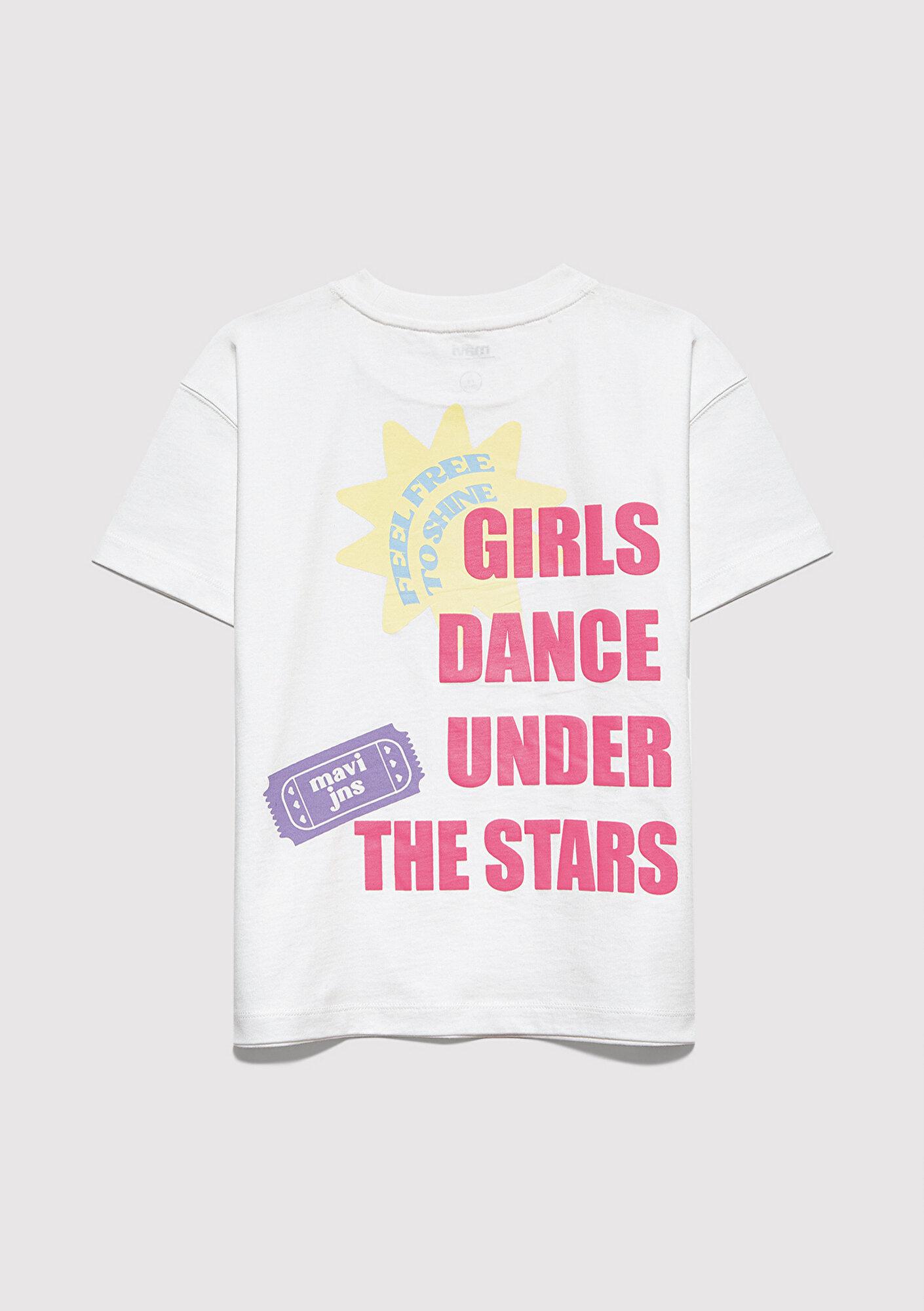 Mavi Mavi Jeans Baskılı Ekru Tişört Loose Fit / Bol Rahat Kesim 7610391-70057