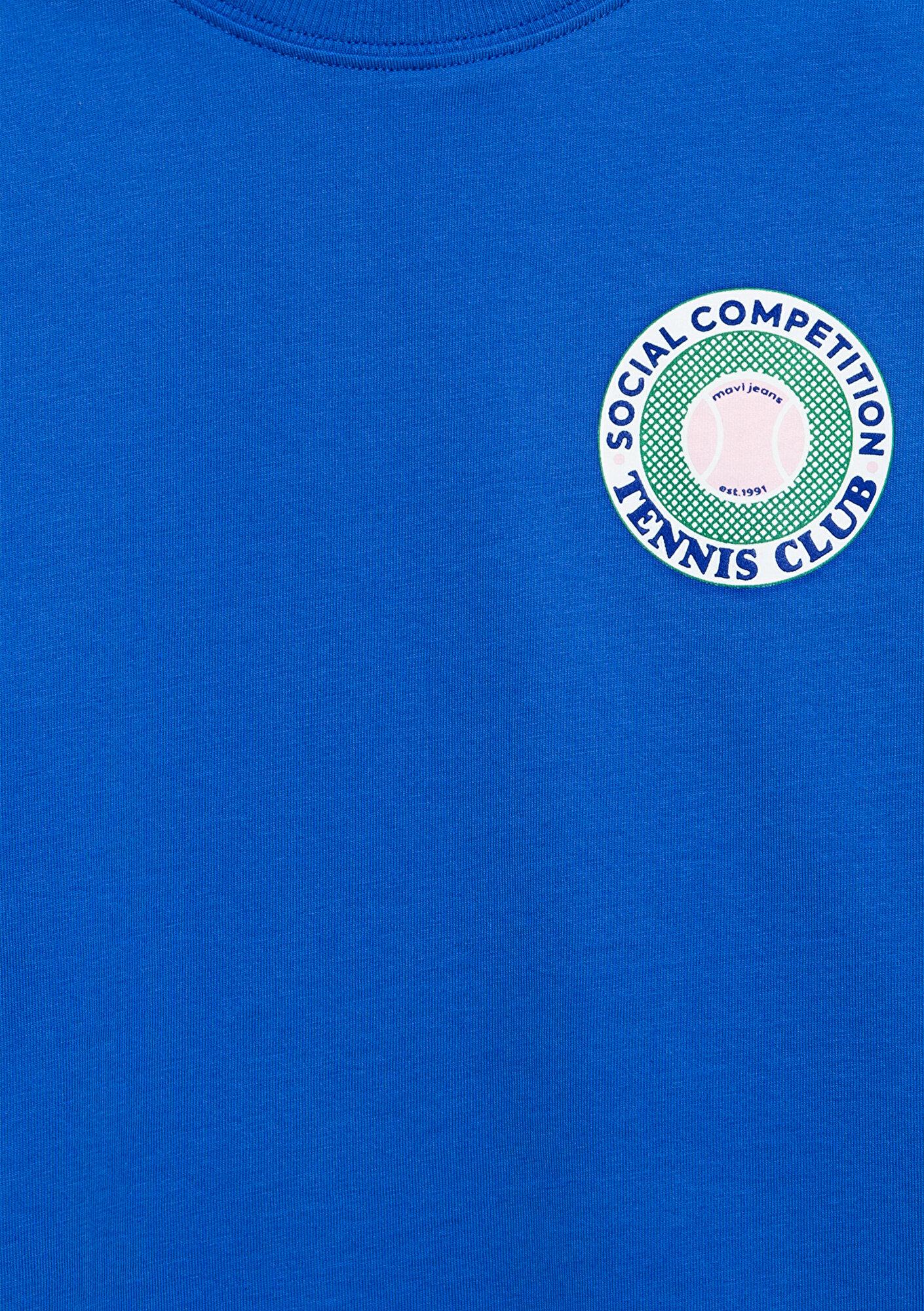 Mavi Tenis Baskılı Lacivert Tişört Loose Fit / Bol Rahat Kesim 7610395-91448