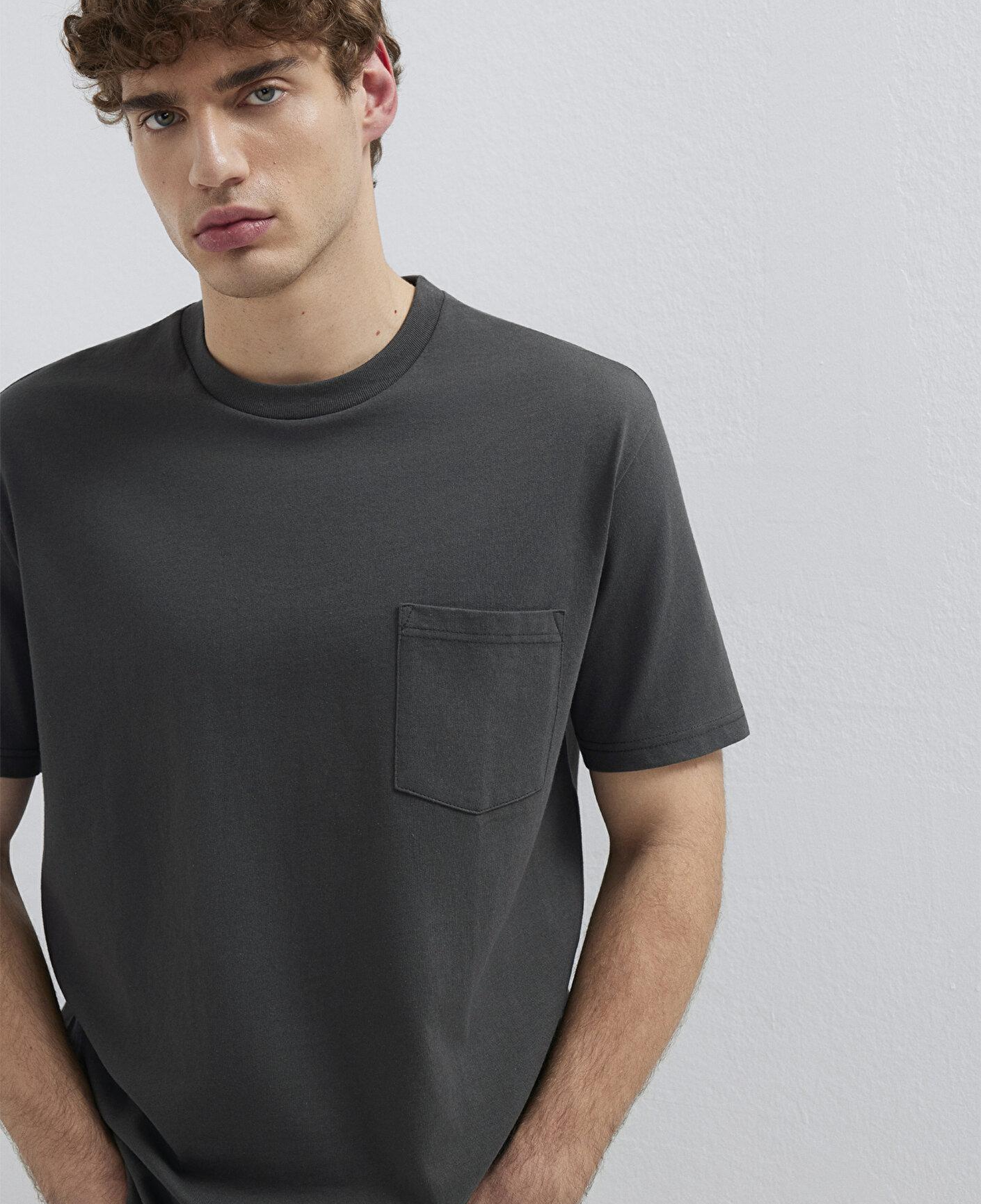 Mavi Cep Detaylı Yeşil Basic Tişört Loose Fit / Bol Rahat Kesim 066248-71553