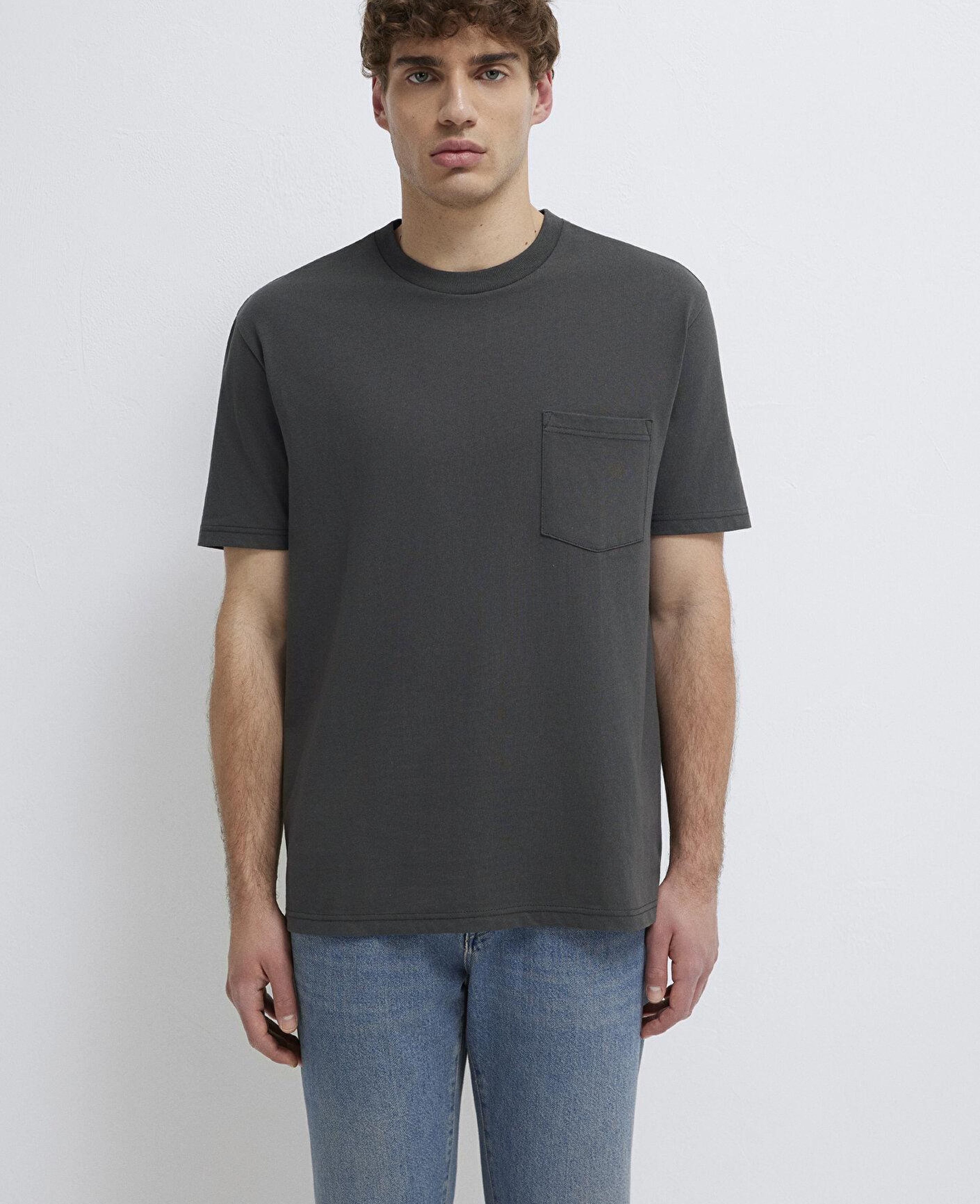 Mavi Cep Detaylı Yeşil Basic Tişört Loose Fit / Bol Rahat Kesim 066248-71553