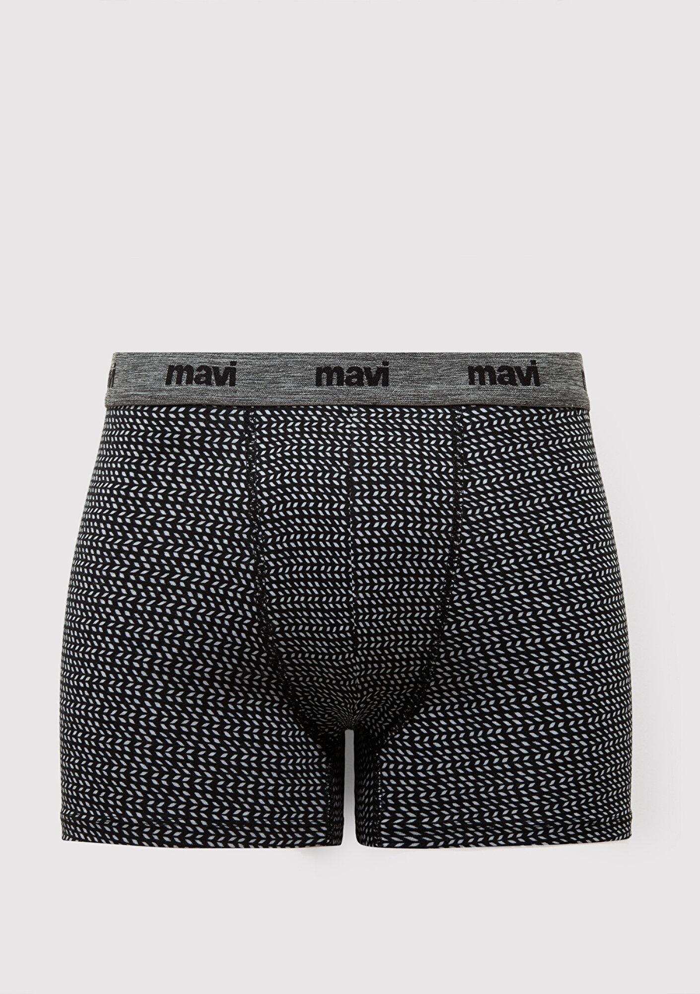 Mavi 3lü Siyah Baskılı Boxer 0912225-900