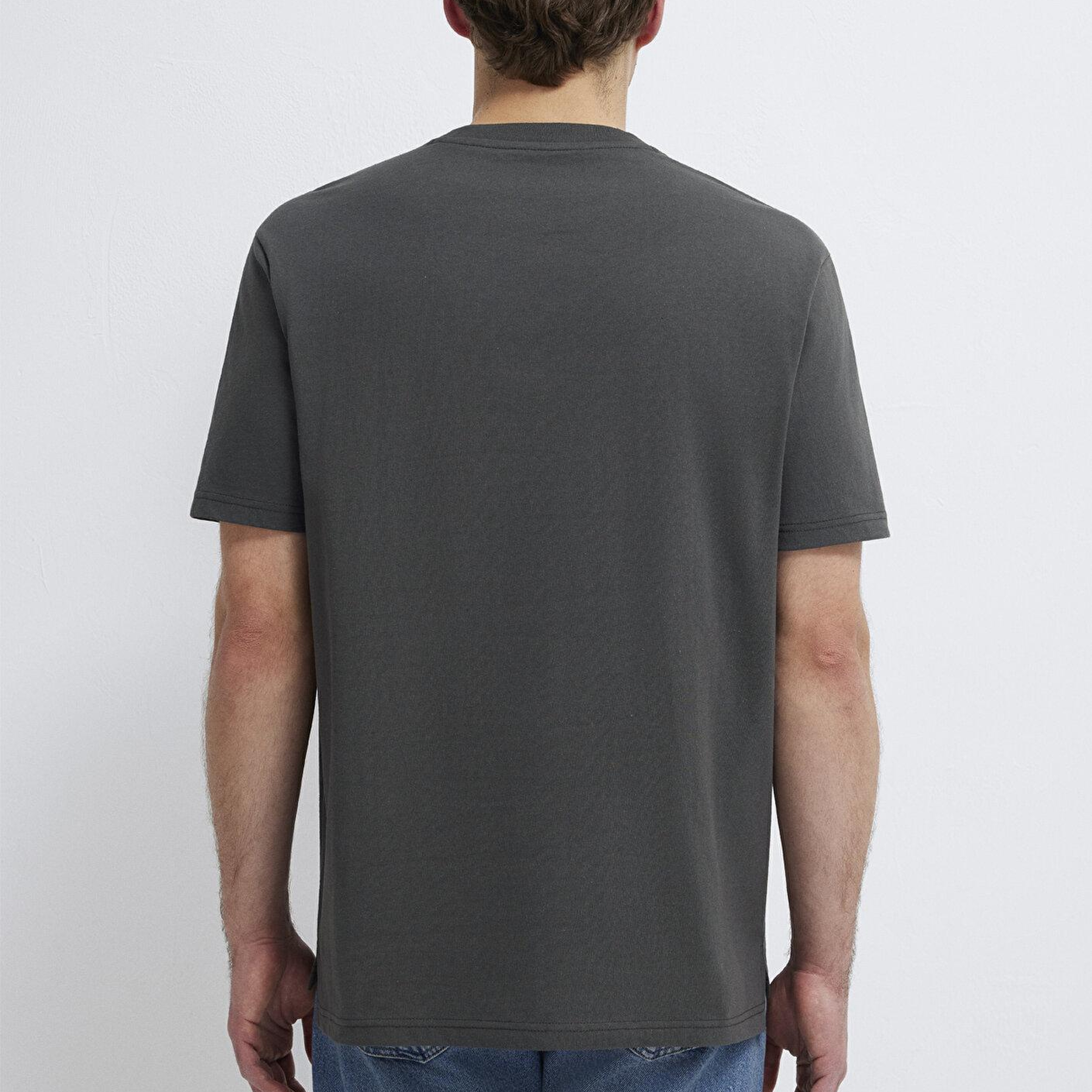 Mavi Cep Detaylı Yeşil Basic Tişört Loose Fit / Bol Rahat Kesim 066248-71553