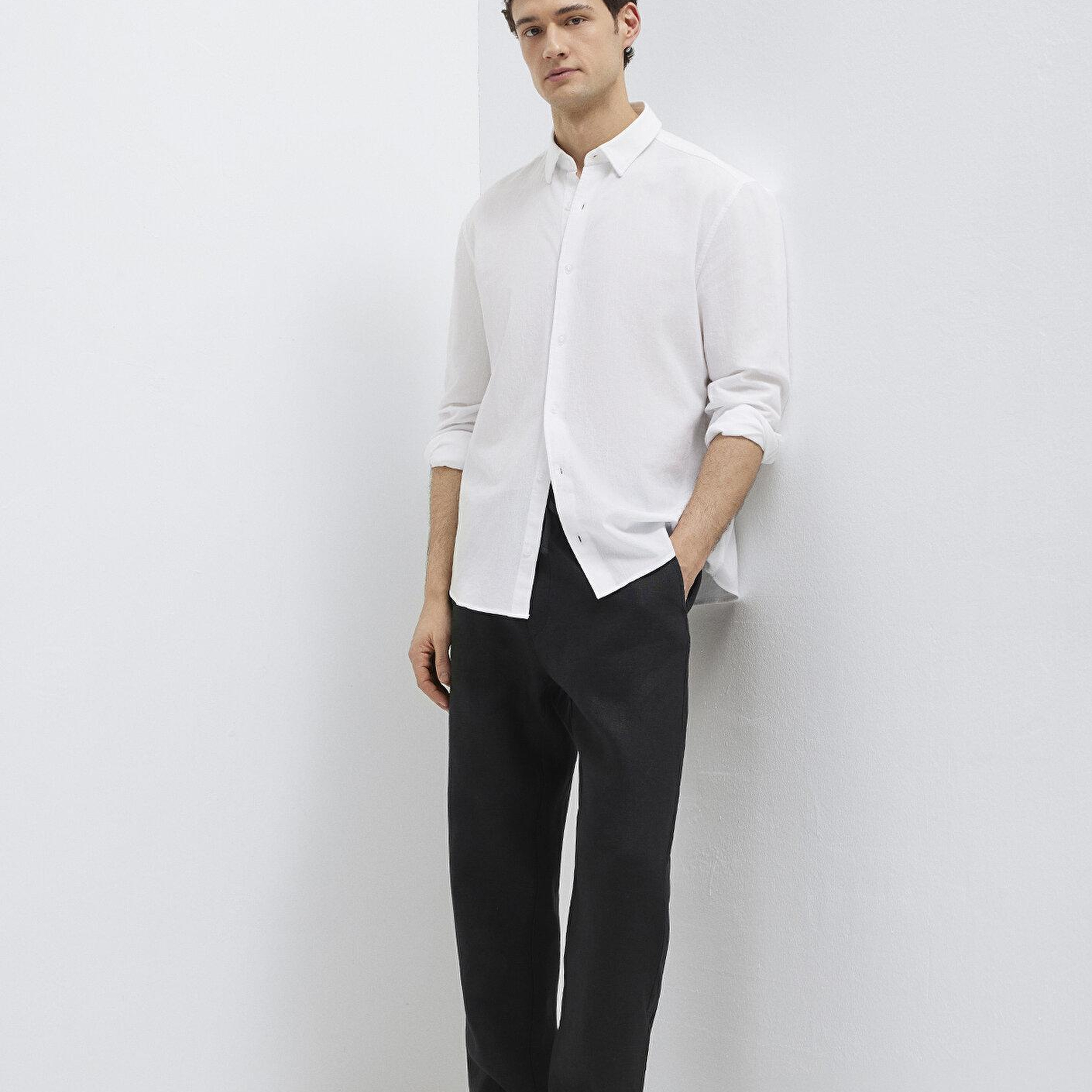 Mavi Siyah Keten Pantolon 0010577-900