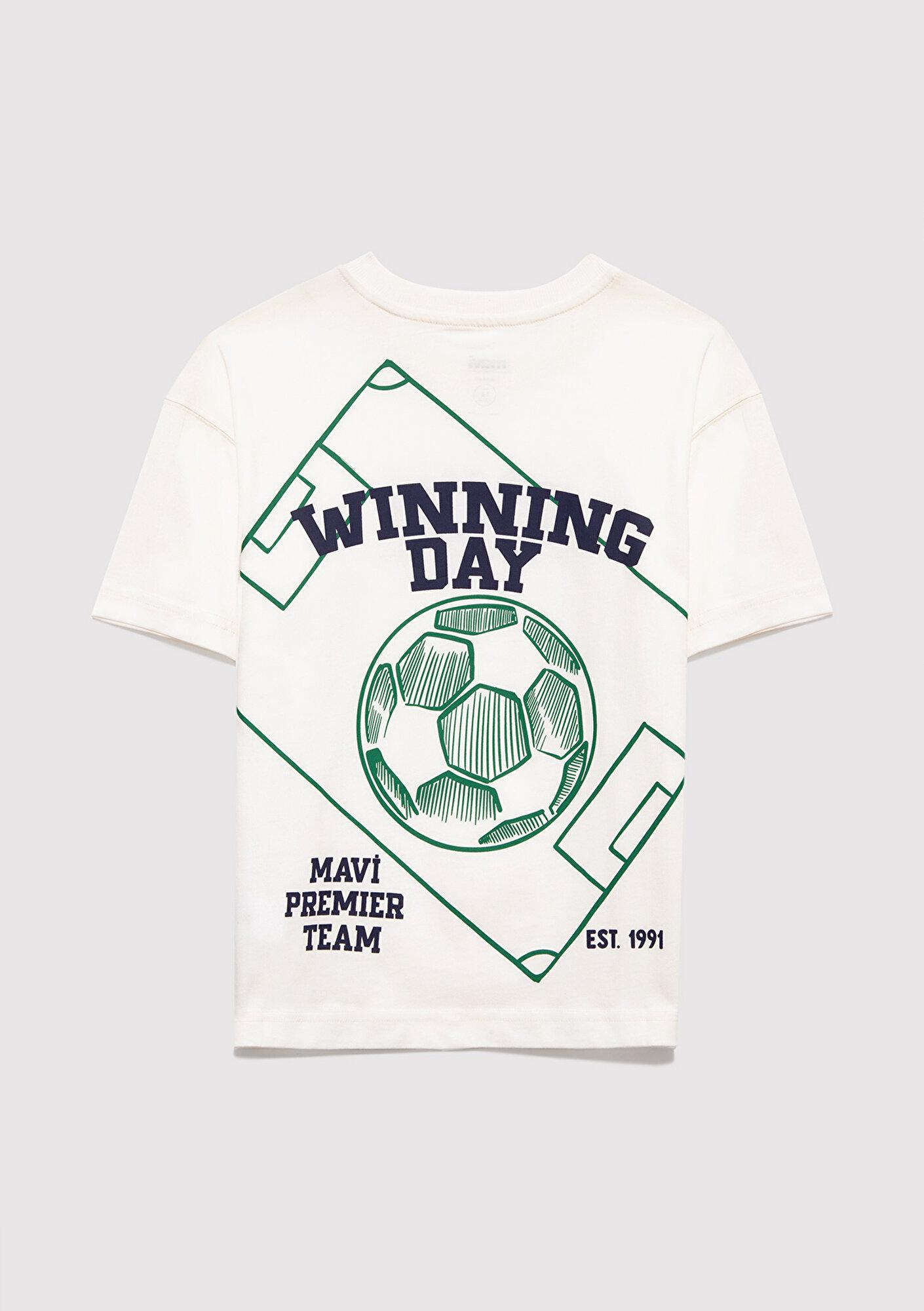 Mavi Good Team Vibes Baskılı Ekru Tişört Loose Fit / Bol Rahat Kesim 6610413-70057