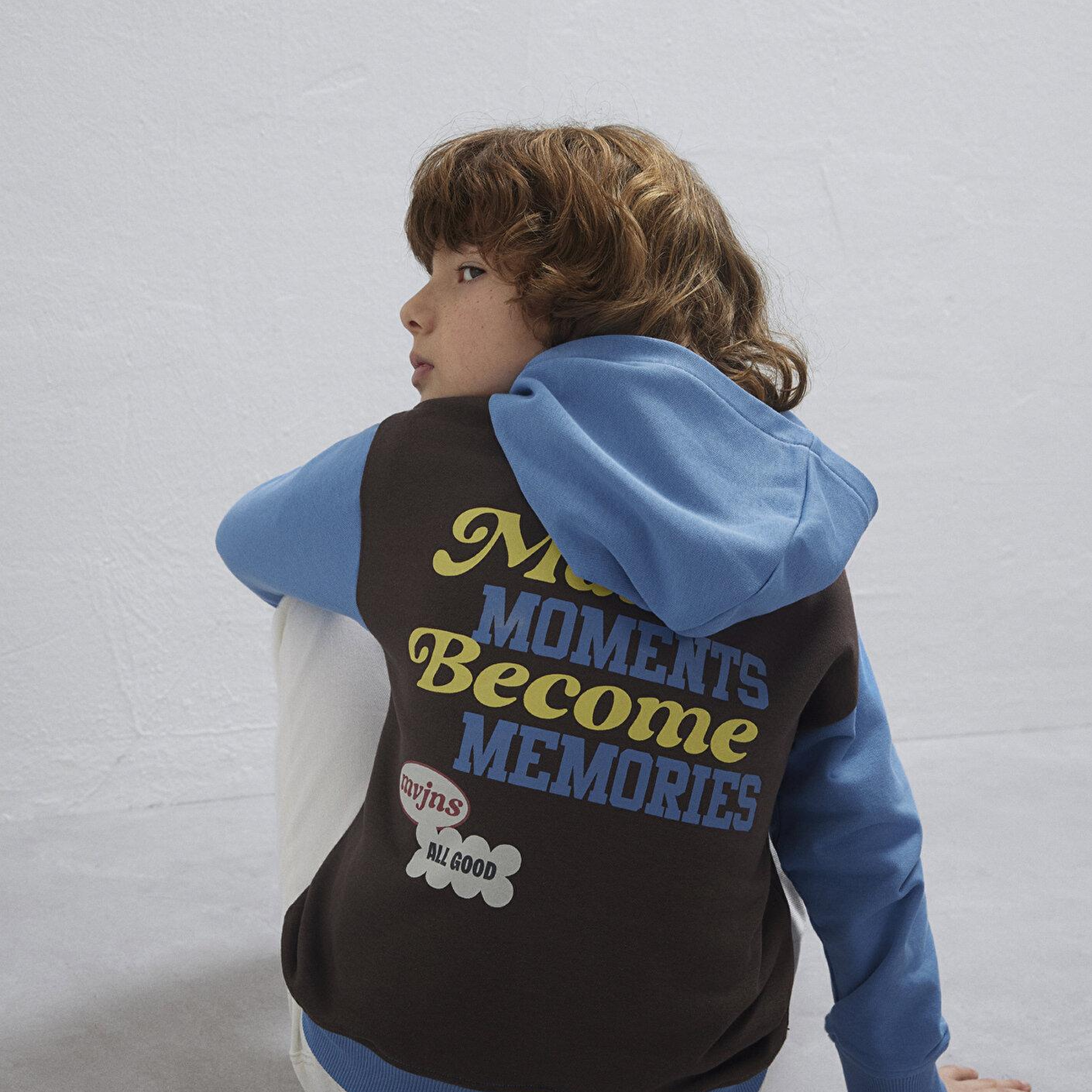 Mavi Baskılı Kapüşonlu Mavi Sweatshirt 6S10166-70724