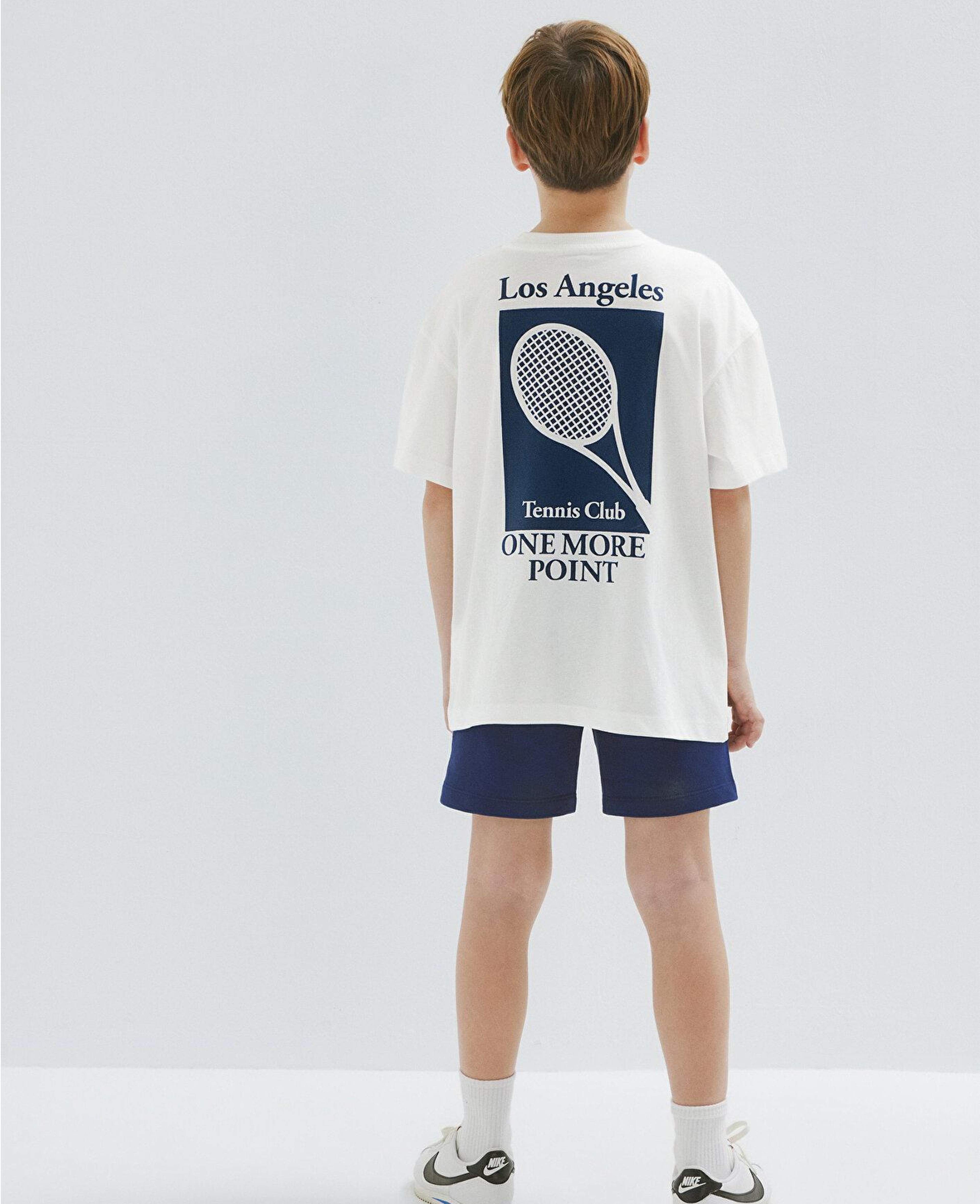 Mavi Tennis Club Baskılı Ekru Tişört Oversize / Geniş Kesim 6610400-70057