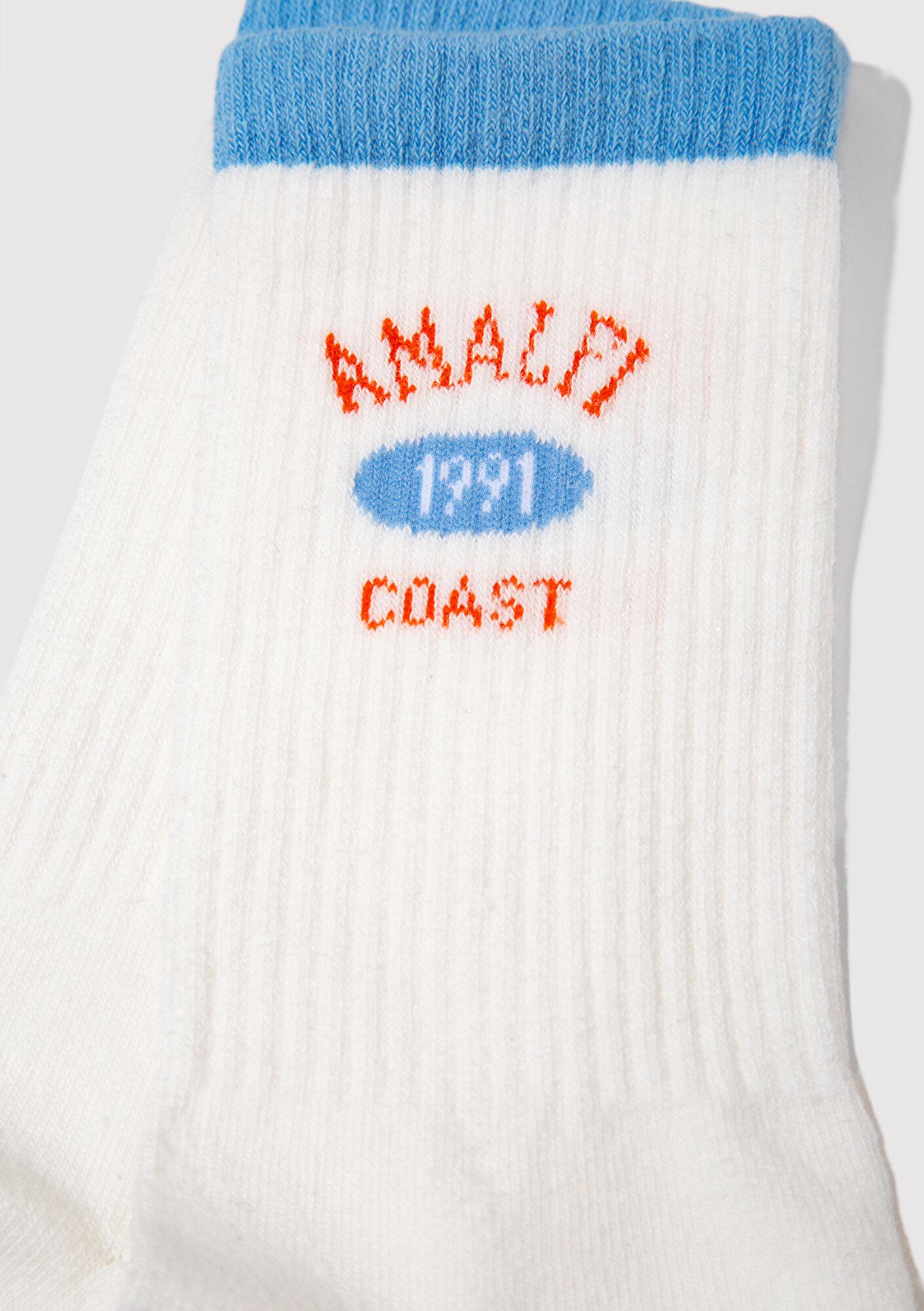 Mavi Amalfi Baskılı Ekru Soket Çorap 1913876-20814