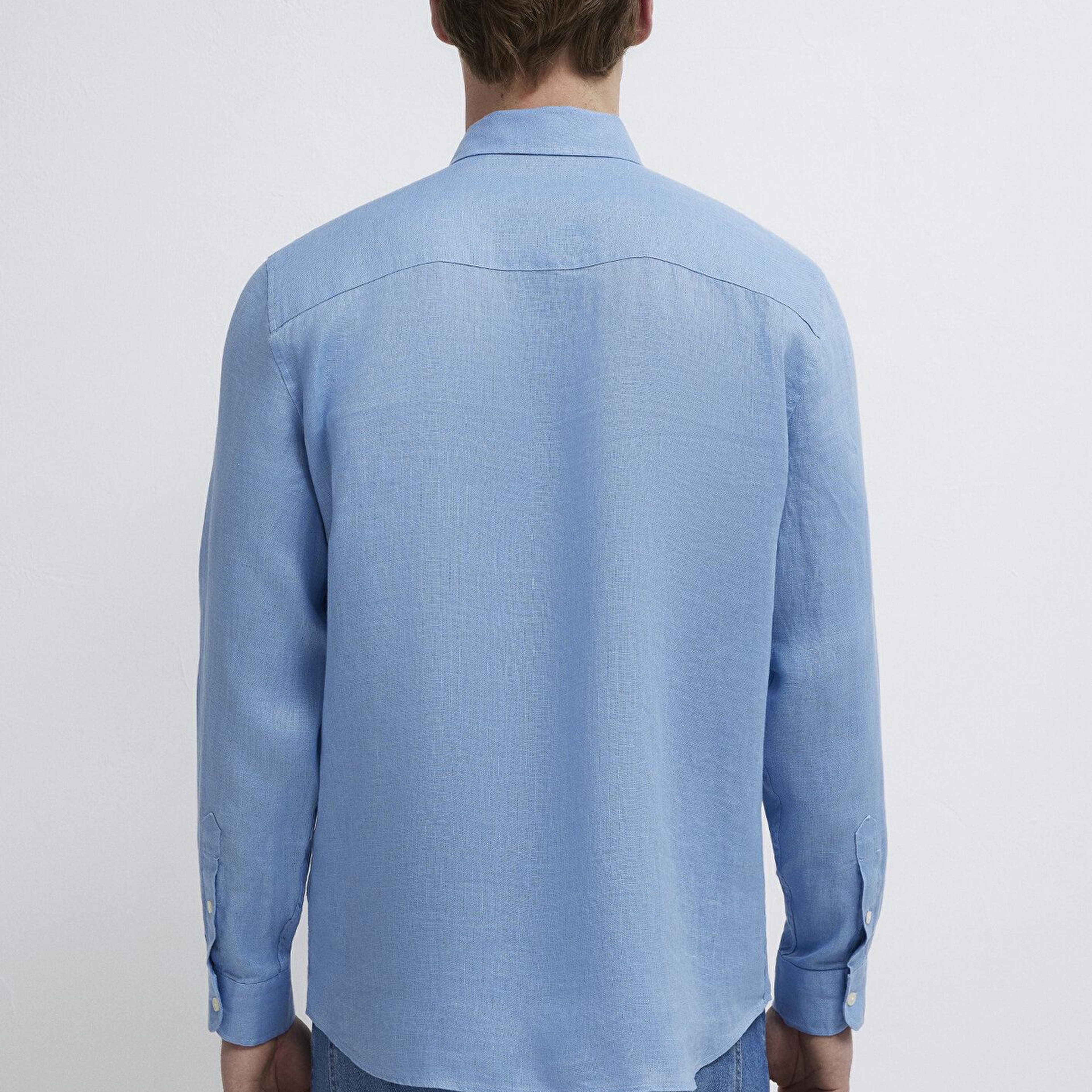 Mavi Mavi Keten Gömlek Slim Fit / Dar Kesim 0211466-70834