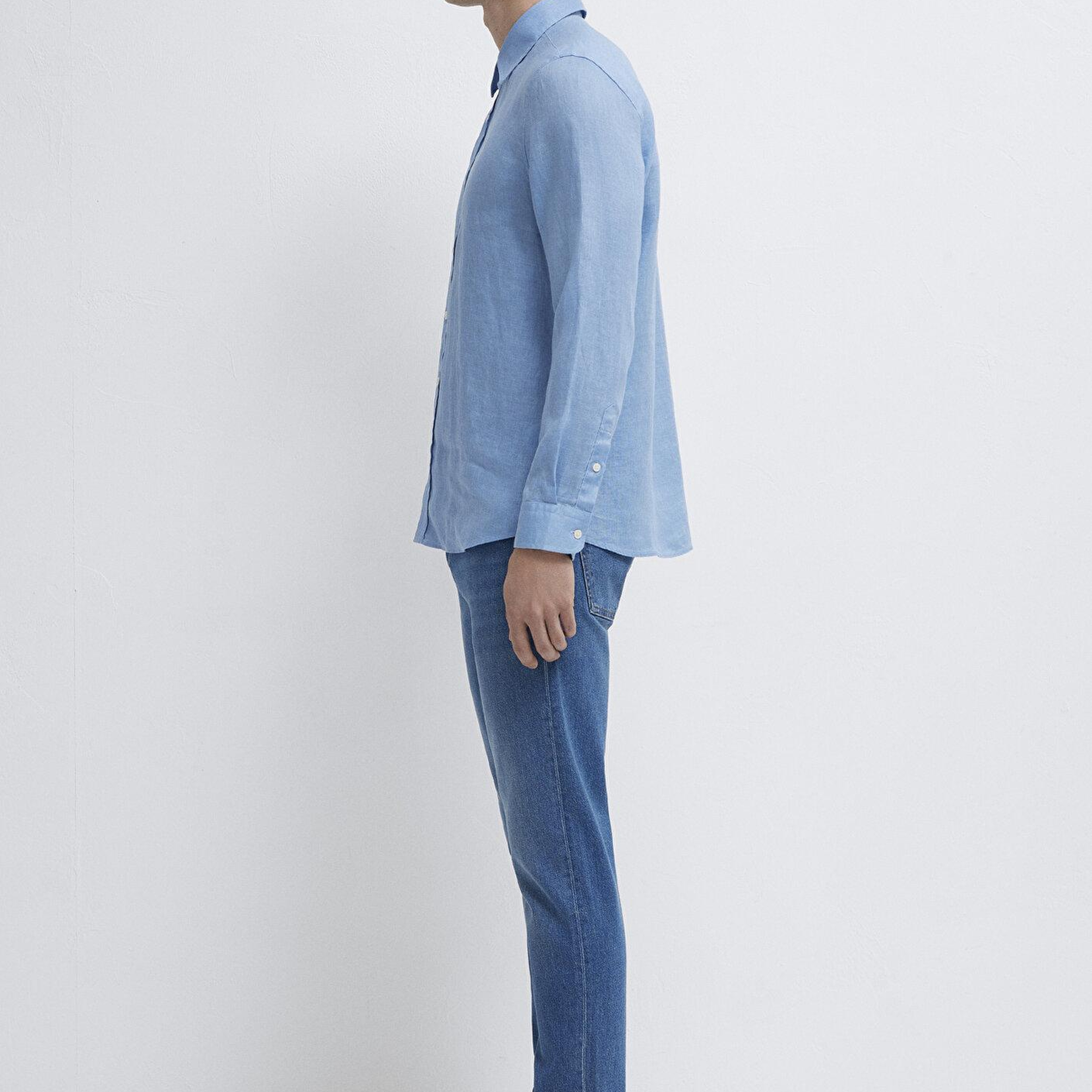 Mavi Mavi Keten Gömlek Slim Fit / Dar Kesim 0211466-70834