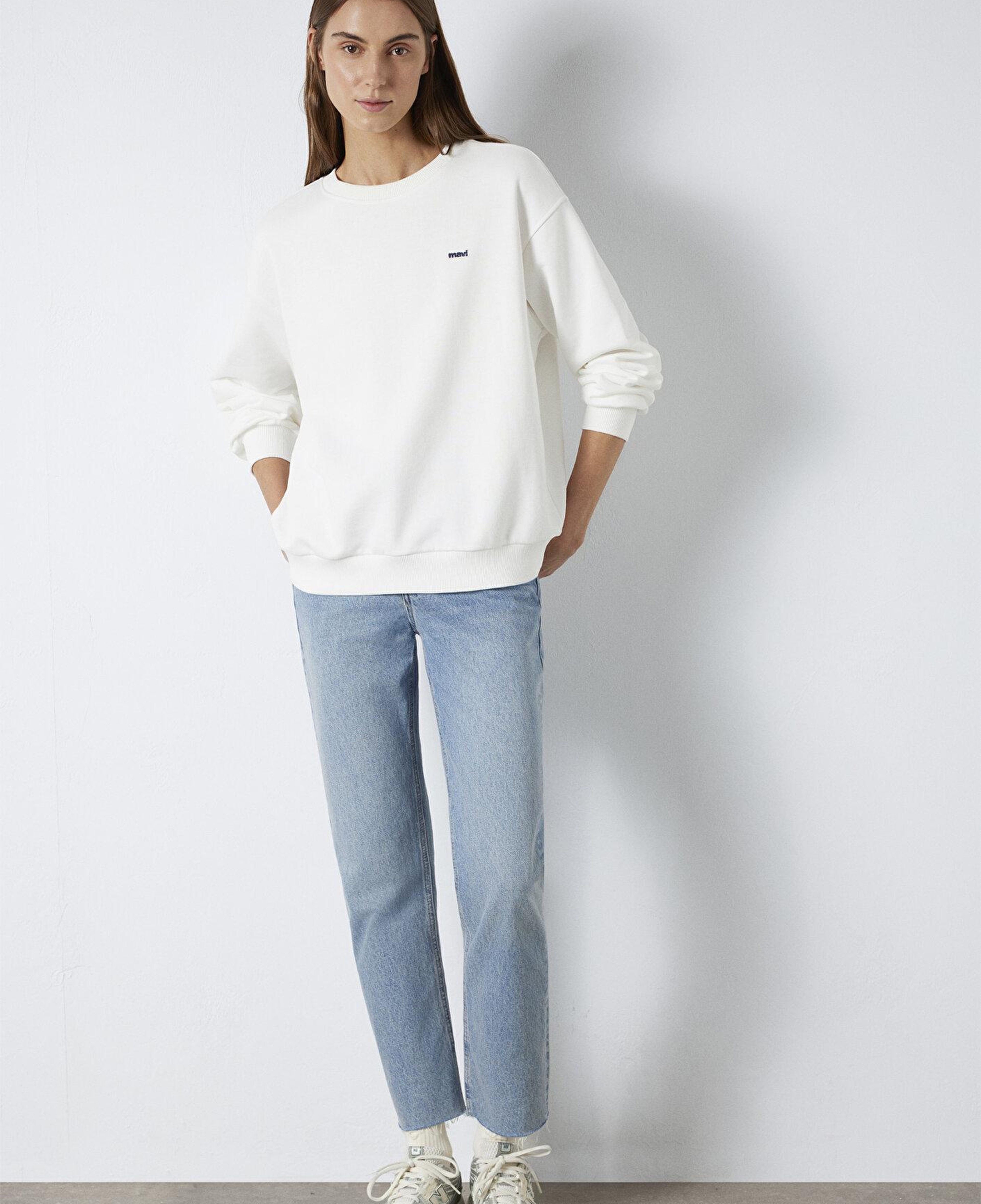 Mavi Mavi Nakışlı Ekru Sweatshirt 1S10366-70057
