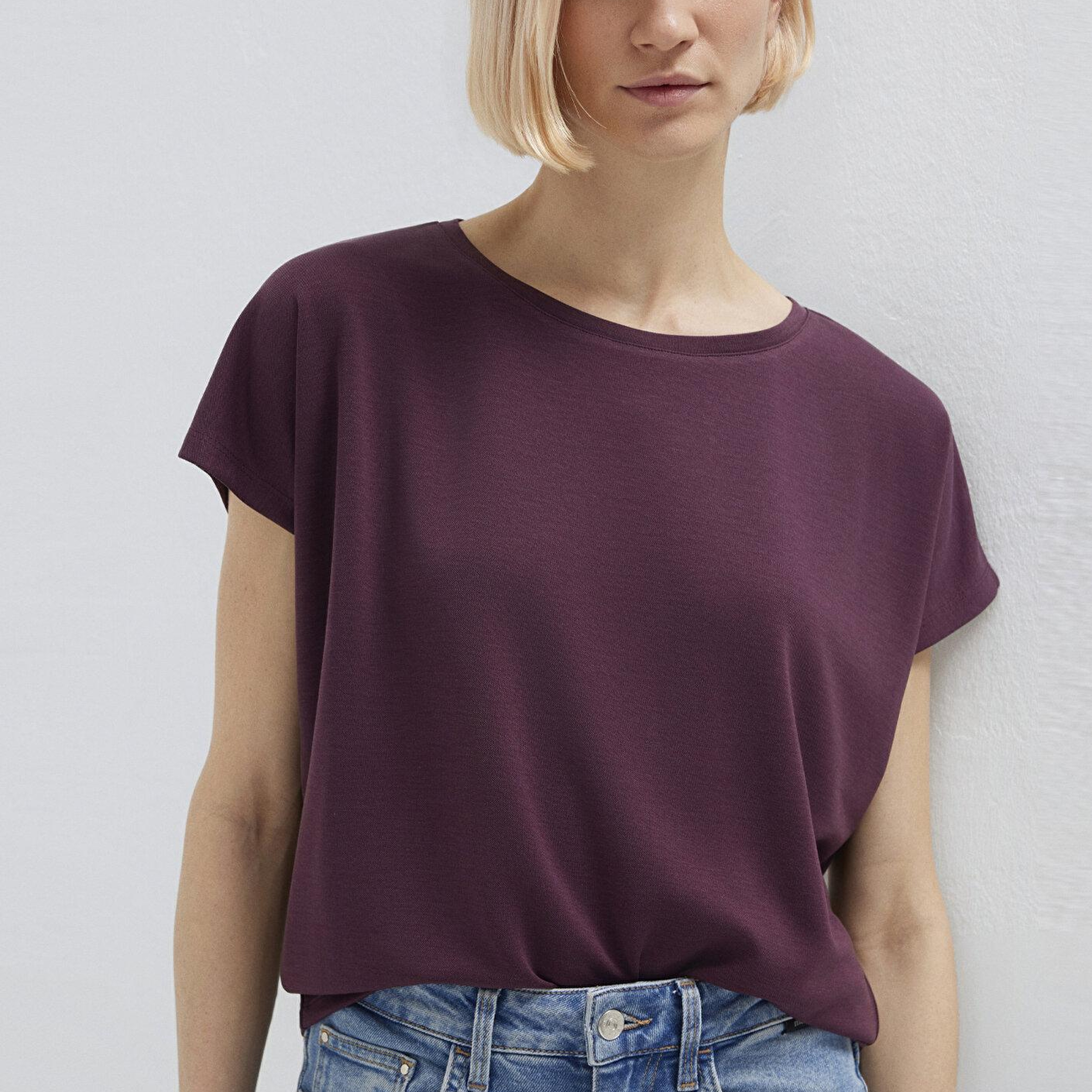 Mavi Soft-Premium Mor (TENCEL™) Liyosel Karışımlı Basic Tişört Loose Fit / Bol Rahat Kesim 167245-70421