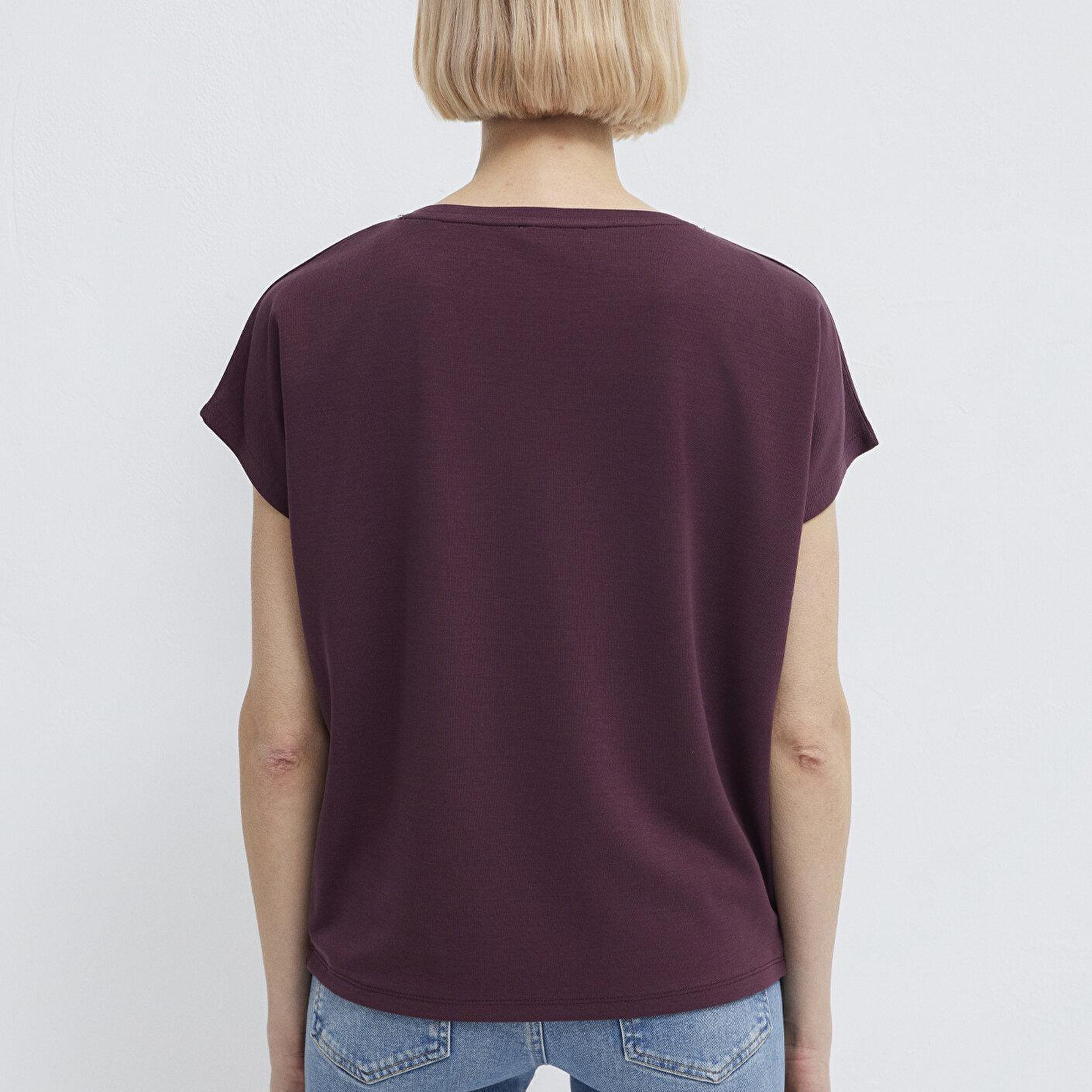 Mavi Soft-Premium Mor (TENCEL™) Liyosel Karışımlı Basic Tişört Loose Fit / Bol Rahat Kesim 167245-70421