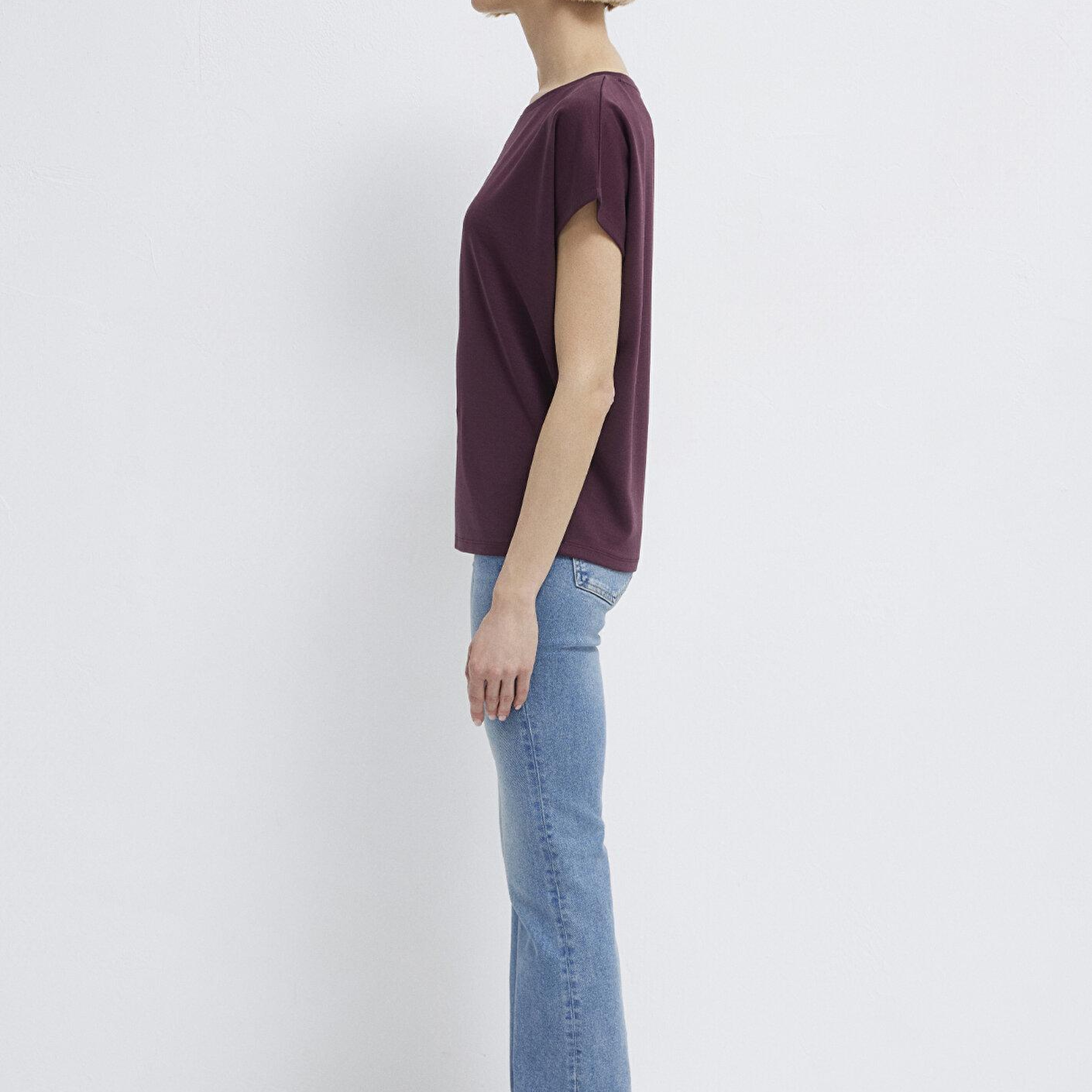 Mavi Soft-Premium Mor (TENCEL™) Liyosel Karışımlı Basic Tişört Loose Fit / Bol Rahat Kesim 167245-70421