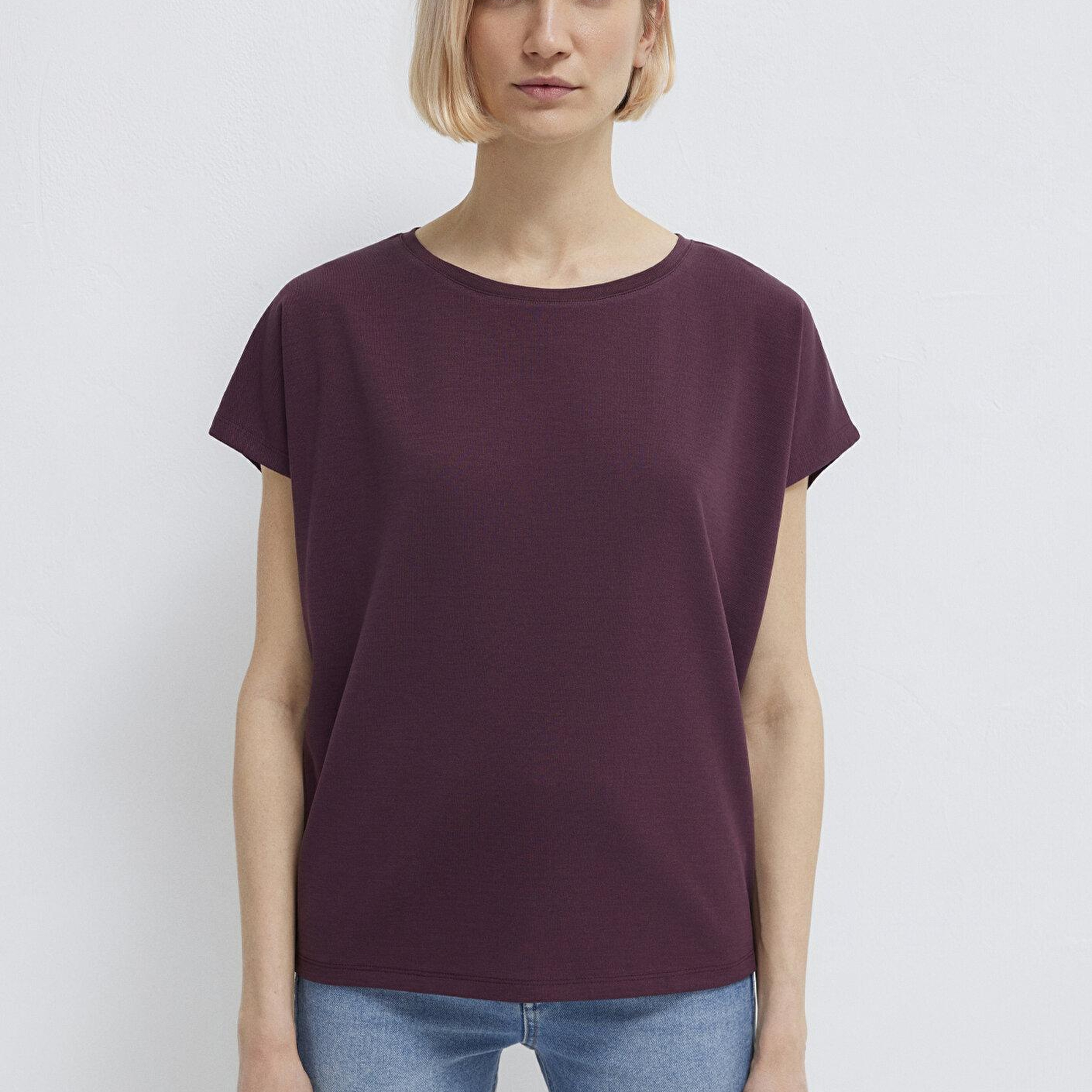 Mavi Soft-Premium Mor (TENCEL™) Liyosel Karışımlı Basic Tişört Loose Fit / Bol Rahat Kesim 167245-70421