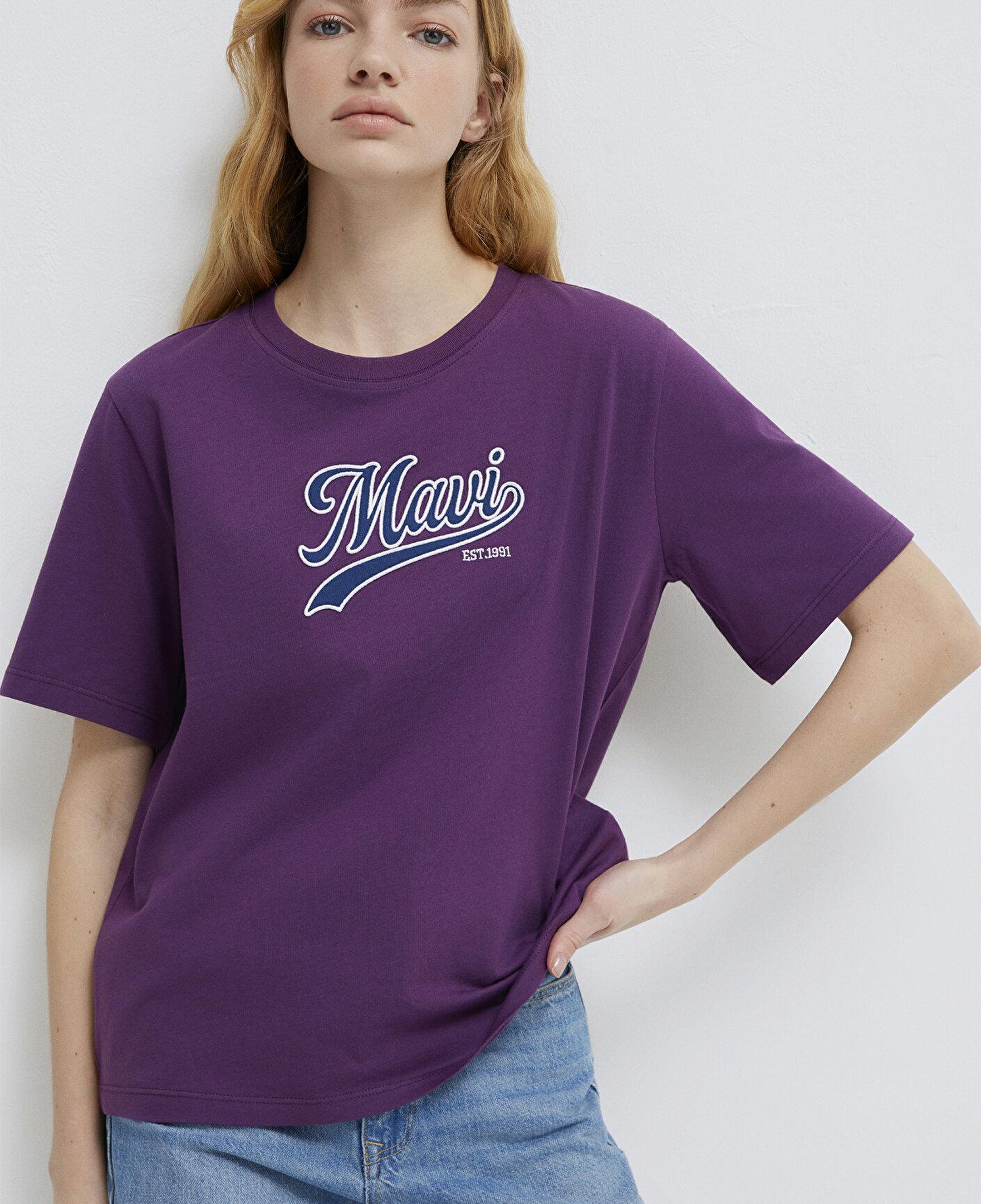 Mavi Mavi Logo Baskılı Mor Tişört Regular Fit / Normal Kesim 1613565-70679