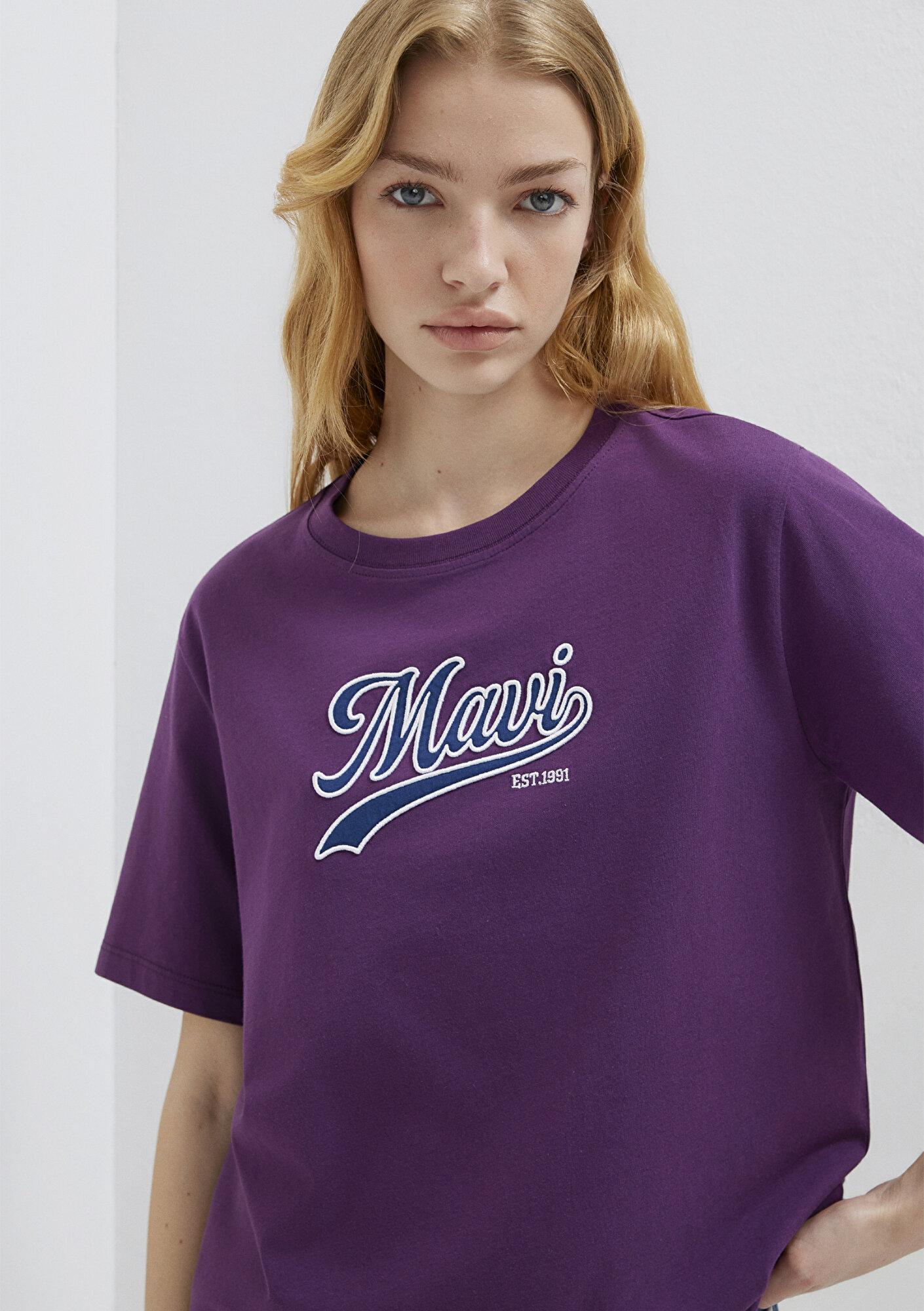 Mavi Mavi Logo Baskılı Mor Tişört Regular Fit / Normal Kesim 1613565-70679
