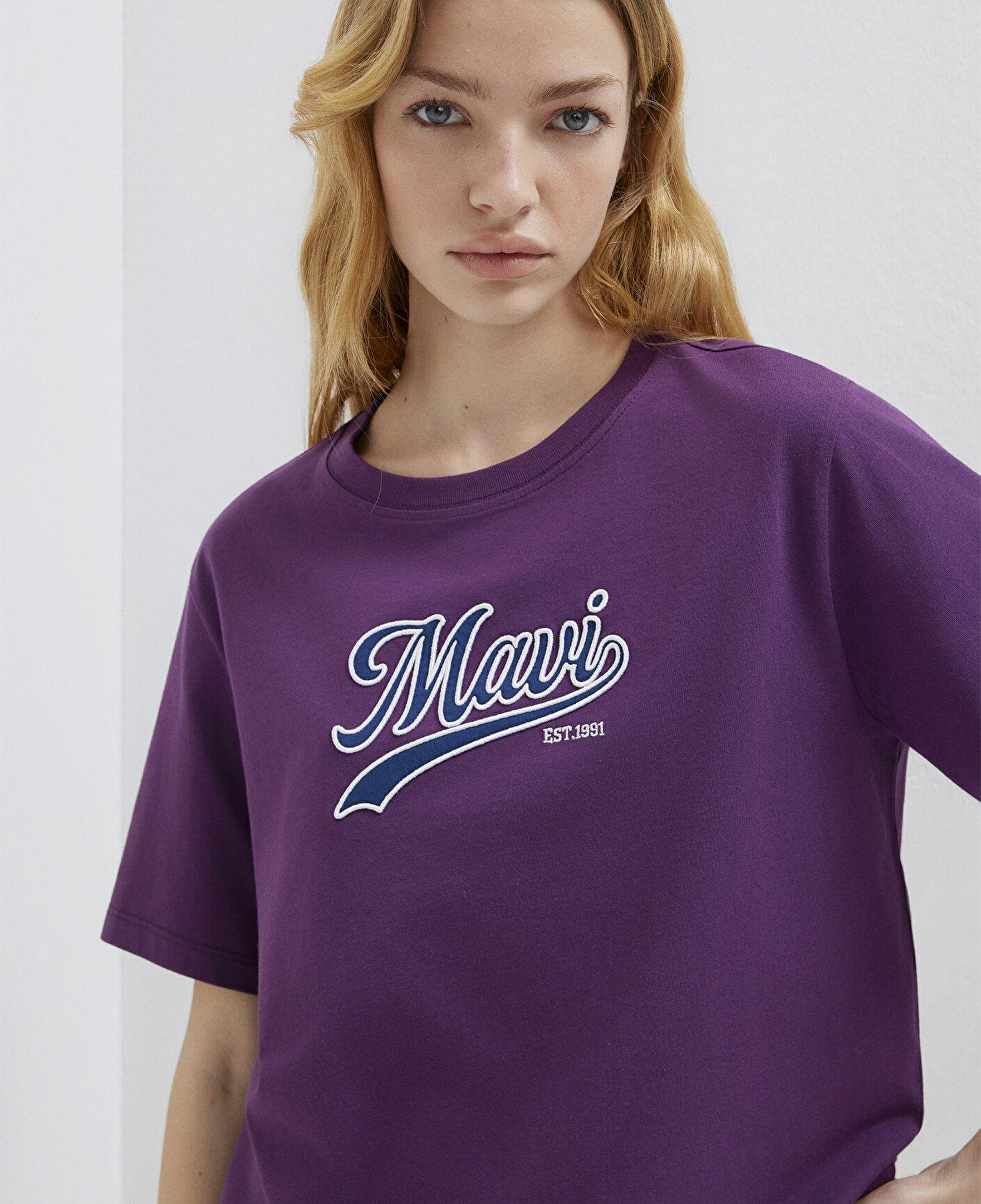 Mavi Mavi Logo Baskılı Mor Tişört Regular Fit / Normal Kesim 1613565-70679
