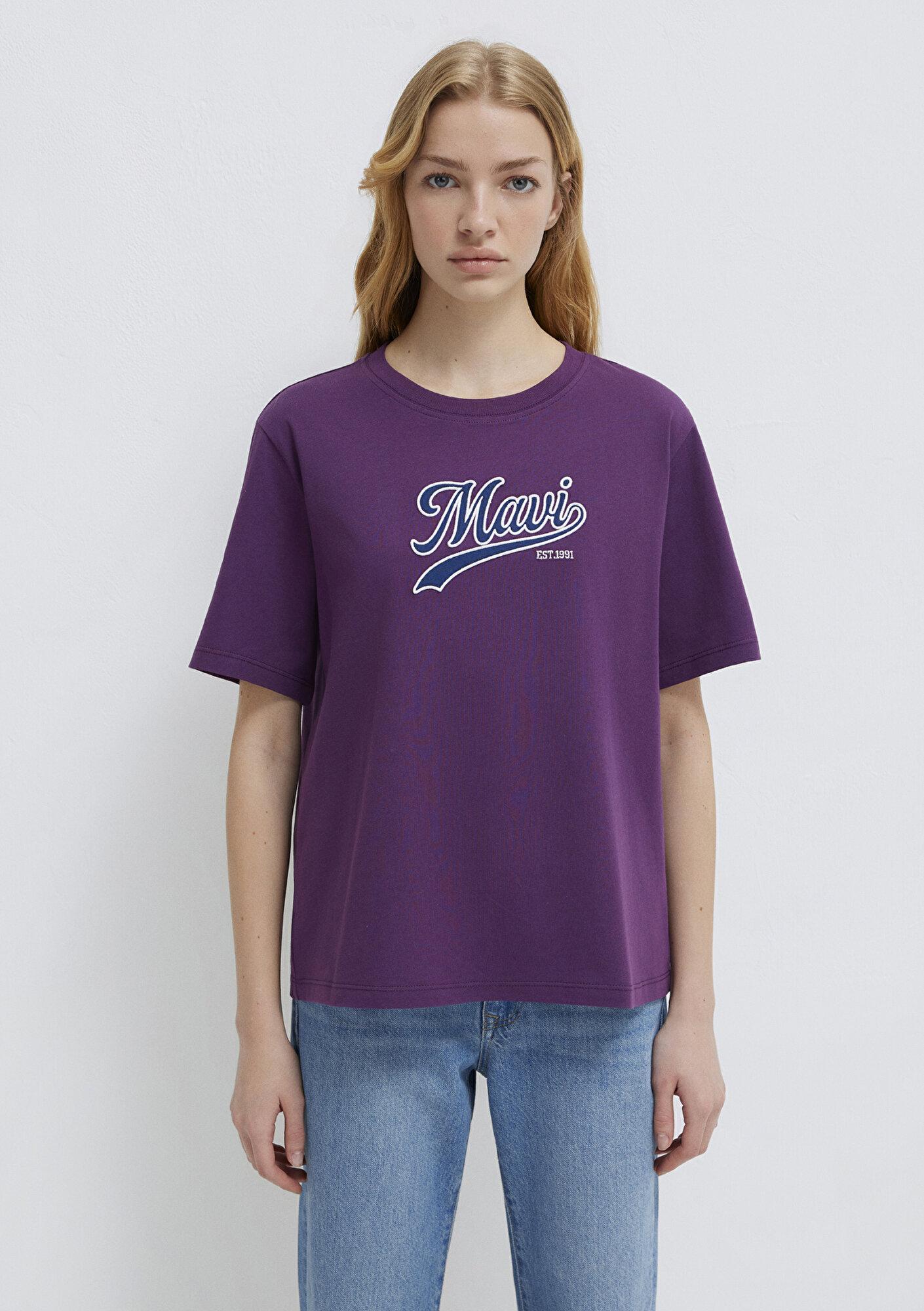 Mavi Mavi Logo Baskılı Mor Tişört Regular Fit / Normal Kesim 1613565-70679