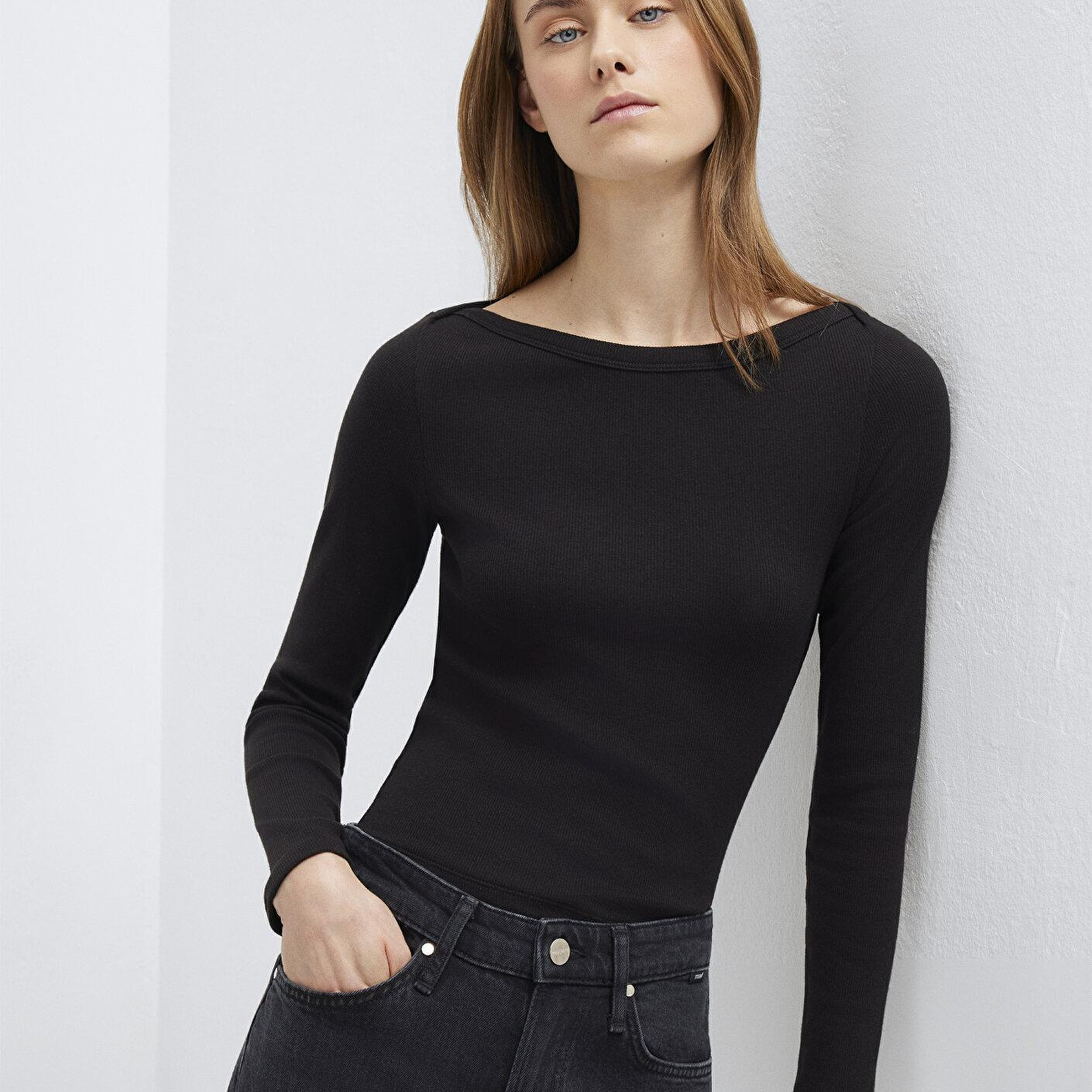 Mavi Uzun Kollu Siyah Basic Tişört Slim Fit / Dar Kesim 1613622-900