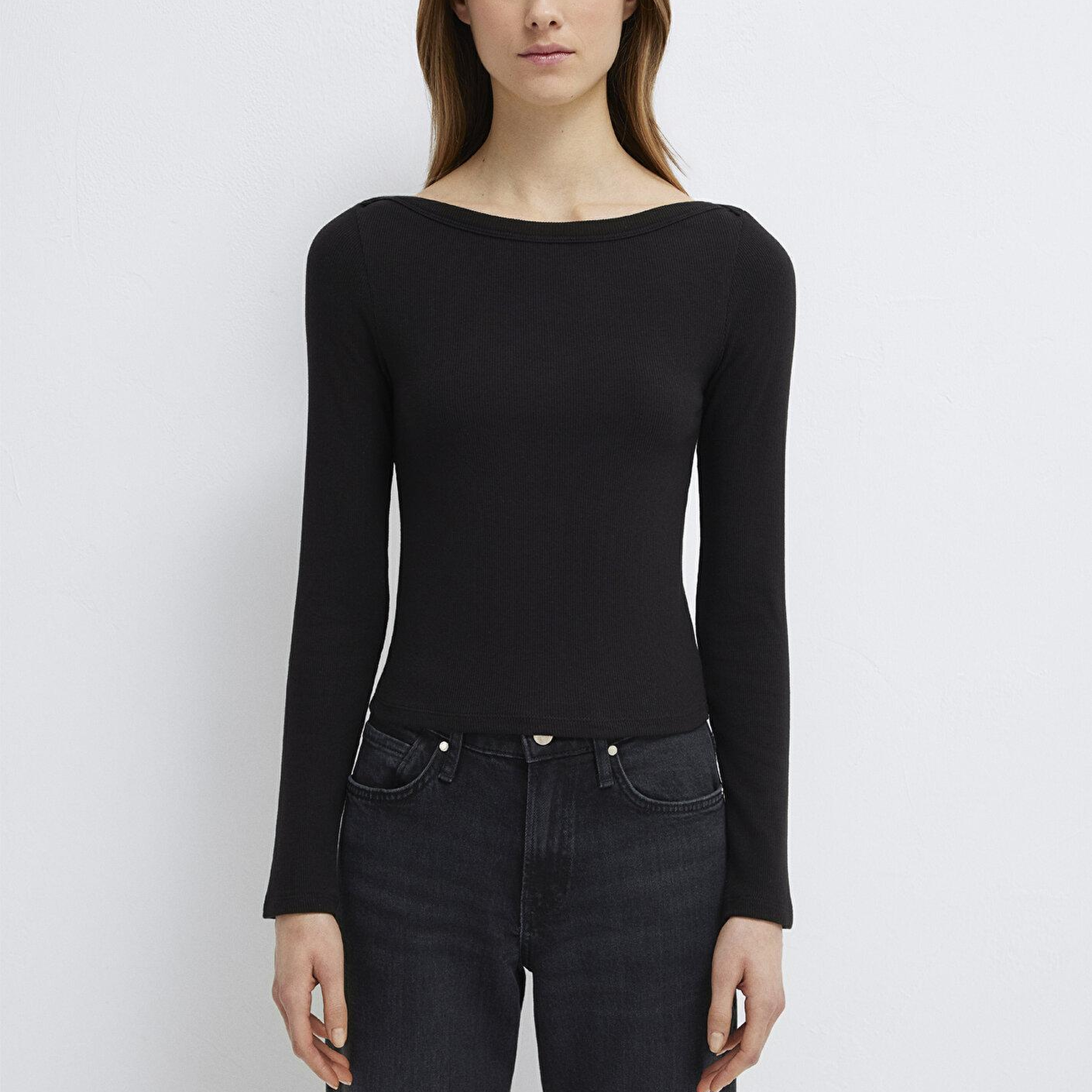 Mavi Uzun Kollu Siyah Basic Tişört Slim Fit / Dar Kesim 1613622-900