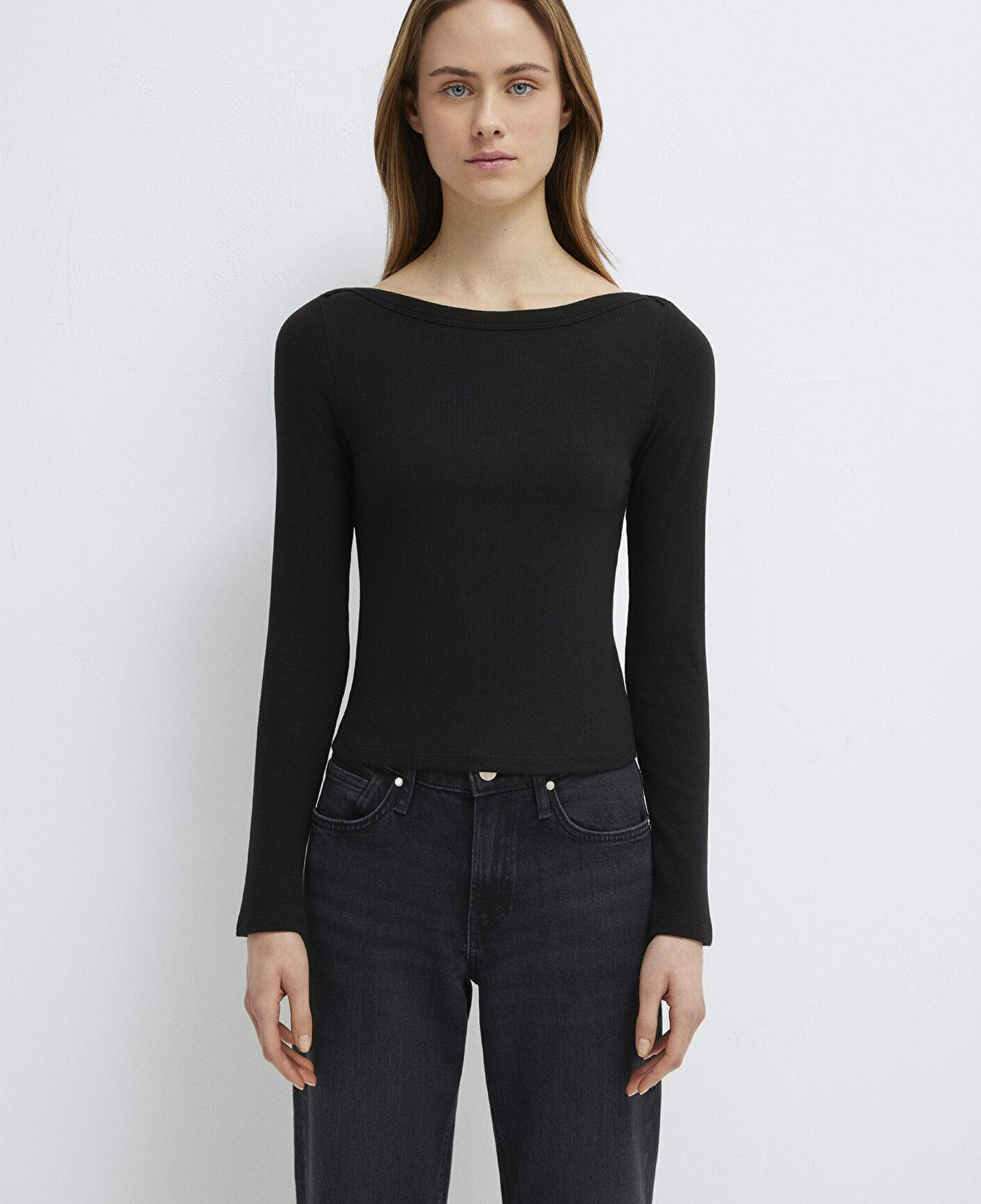 Mavi Uzun Kollu Siyah Basic Tişört Slim Fit / Dar Kesim 1613622-900