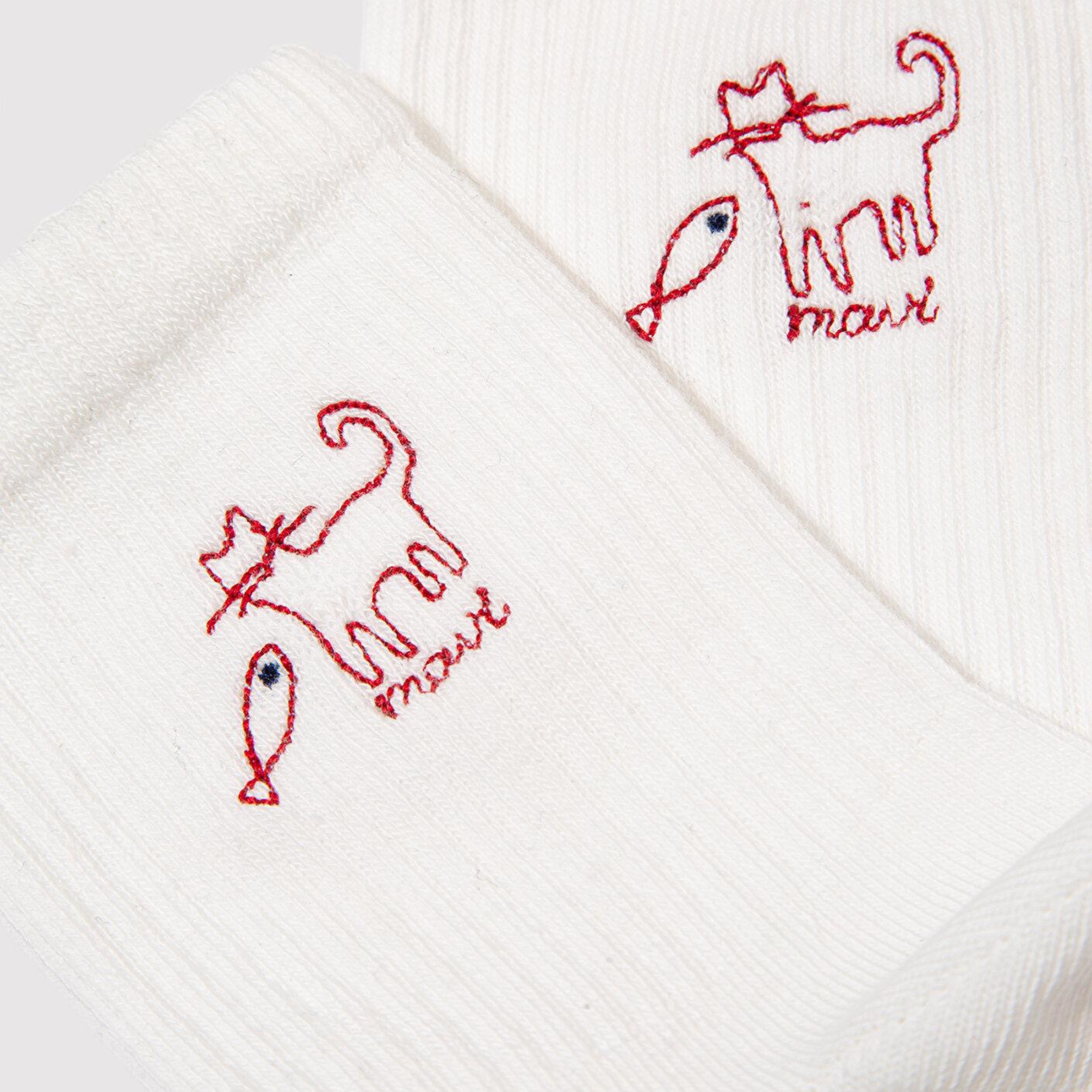 Mavi Kedi Balık Nakışlı Soket Çorap 1913576-620
