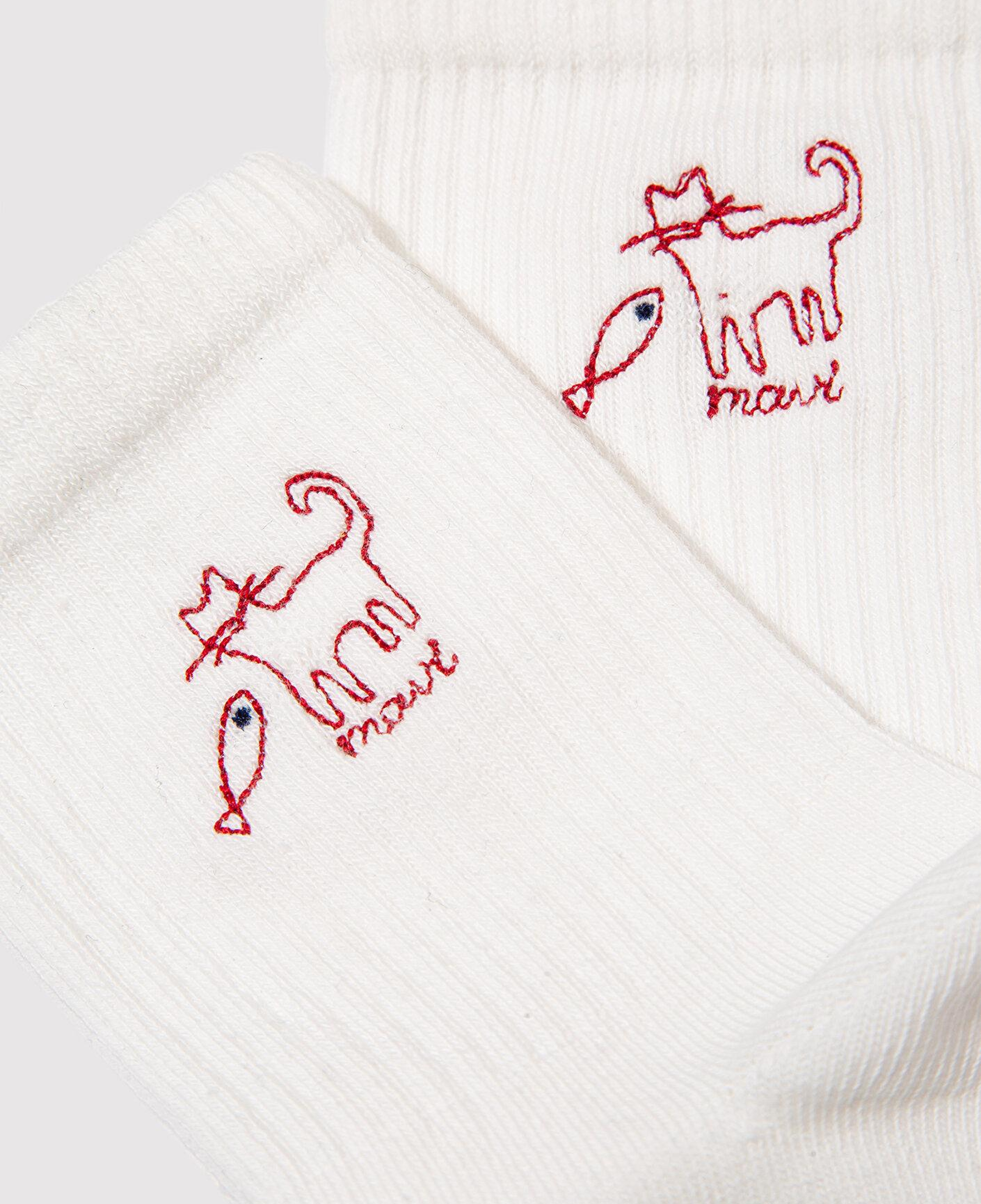 Mavi Kedi Balık Nakışlı Soket Çorap 1913576-620