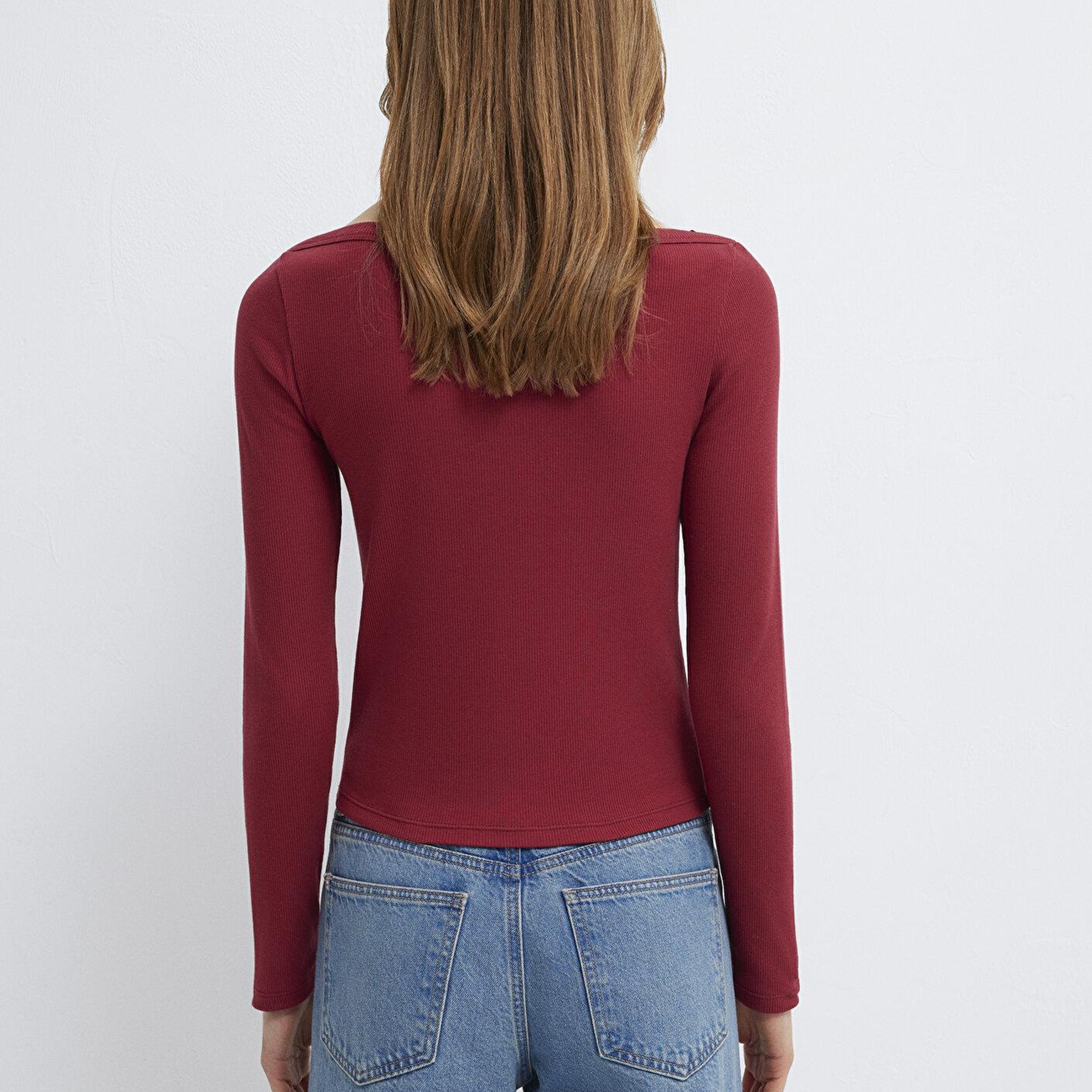 Mavi Uzun Kollu Kırmızı Basic Tişört Slim Fit / Dar Kesim 1613622-70430