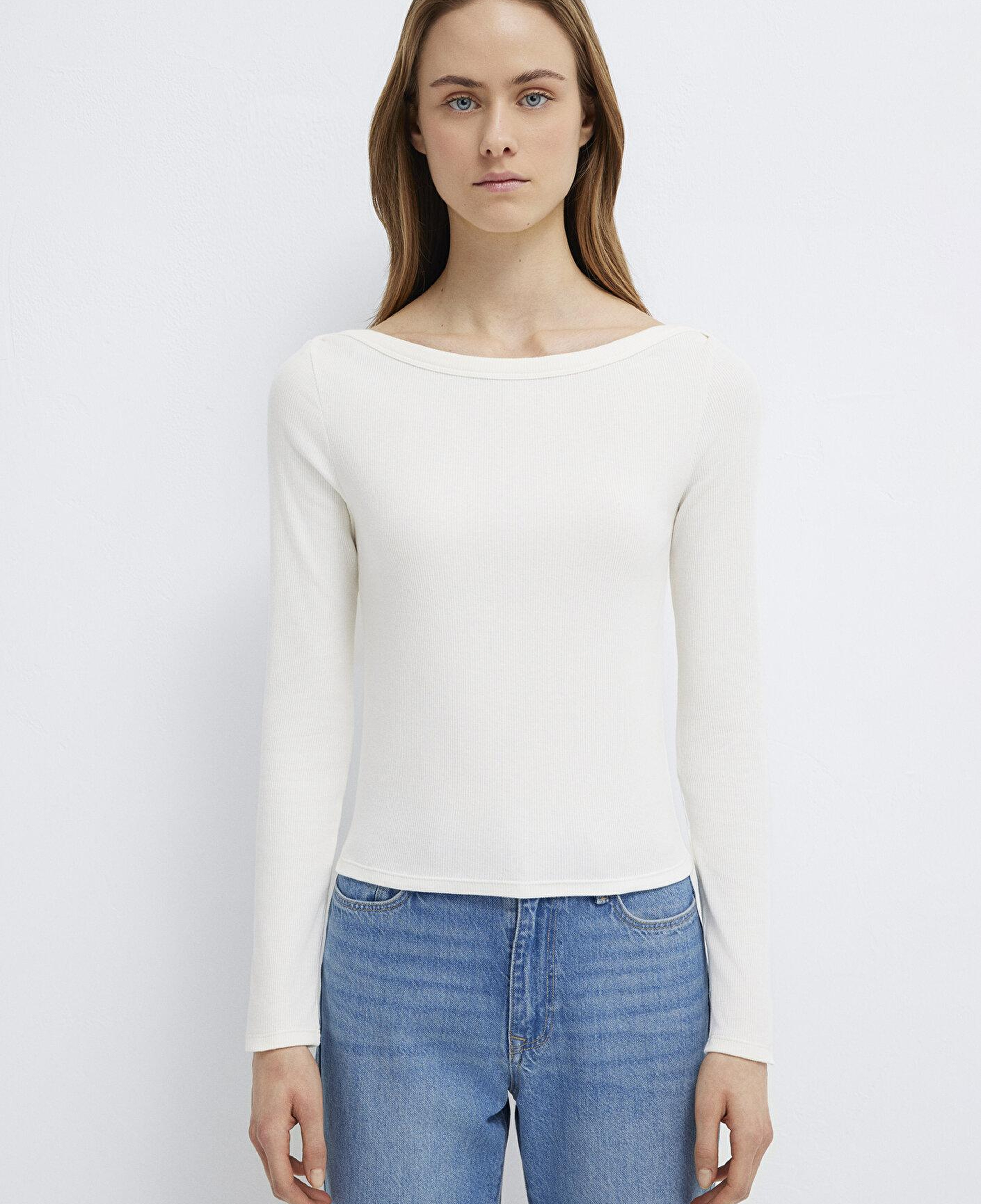 Mavi Uzun Kollu Ekru Basic Tişört Slim Fit / Dar Kesim 1613622-80194