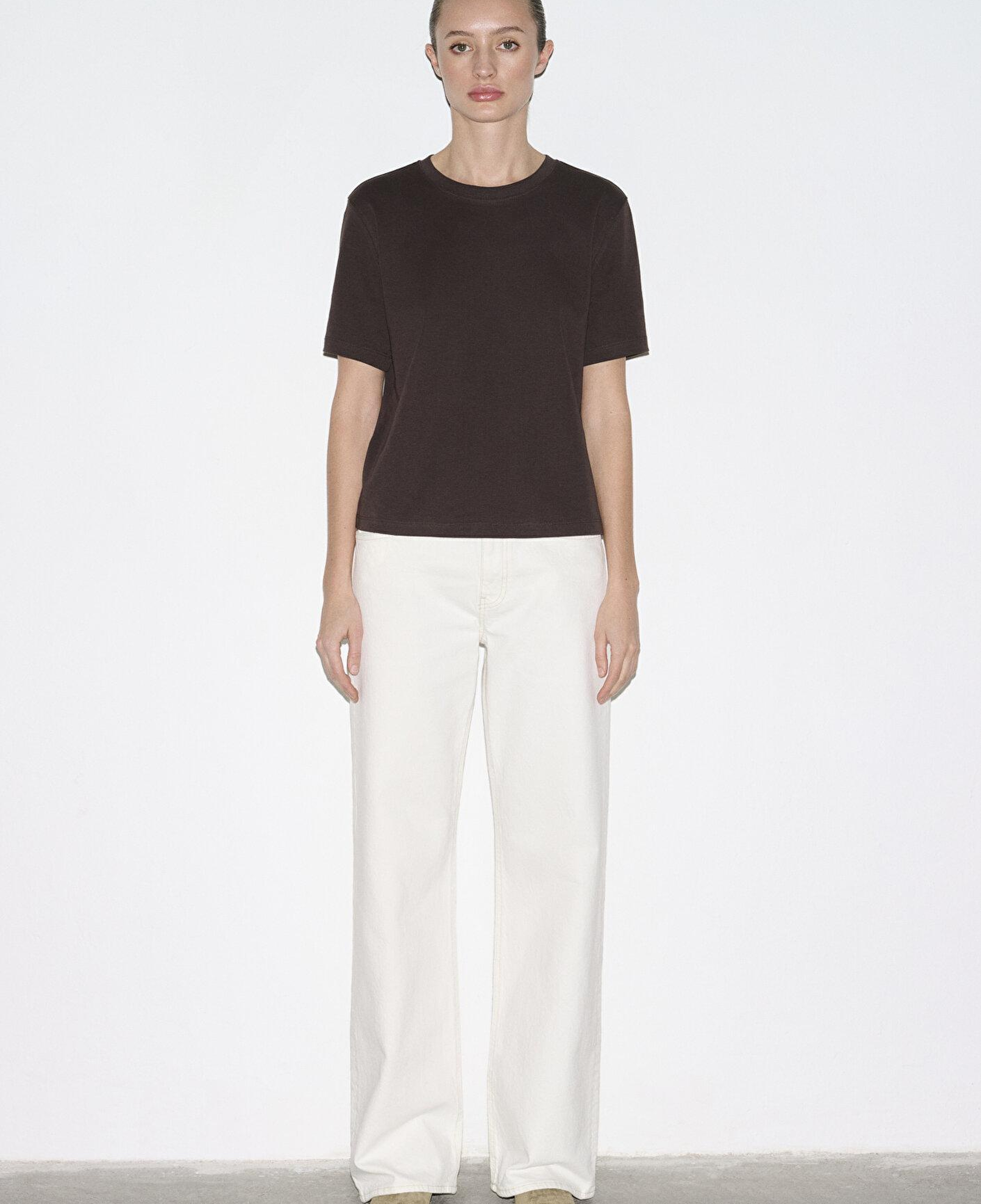 Mavi Kahverengi Basic İnterlok Tişört Semi Slim Fit / Yarı Dar Kesim 1613588-71603