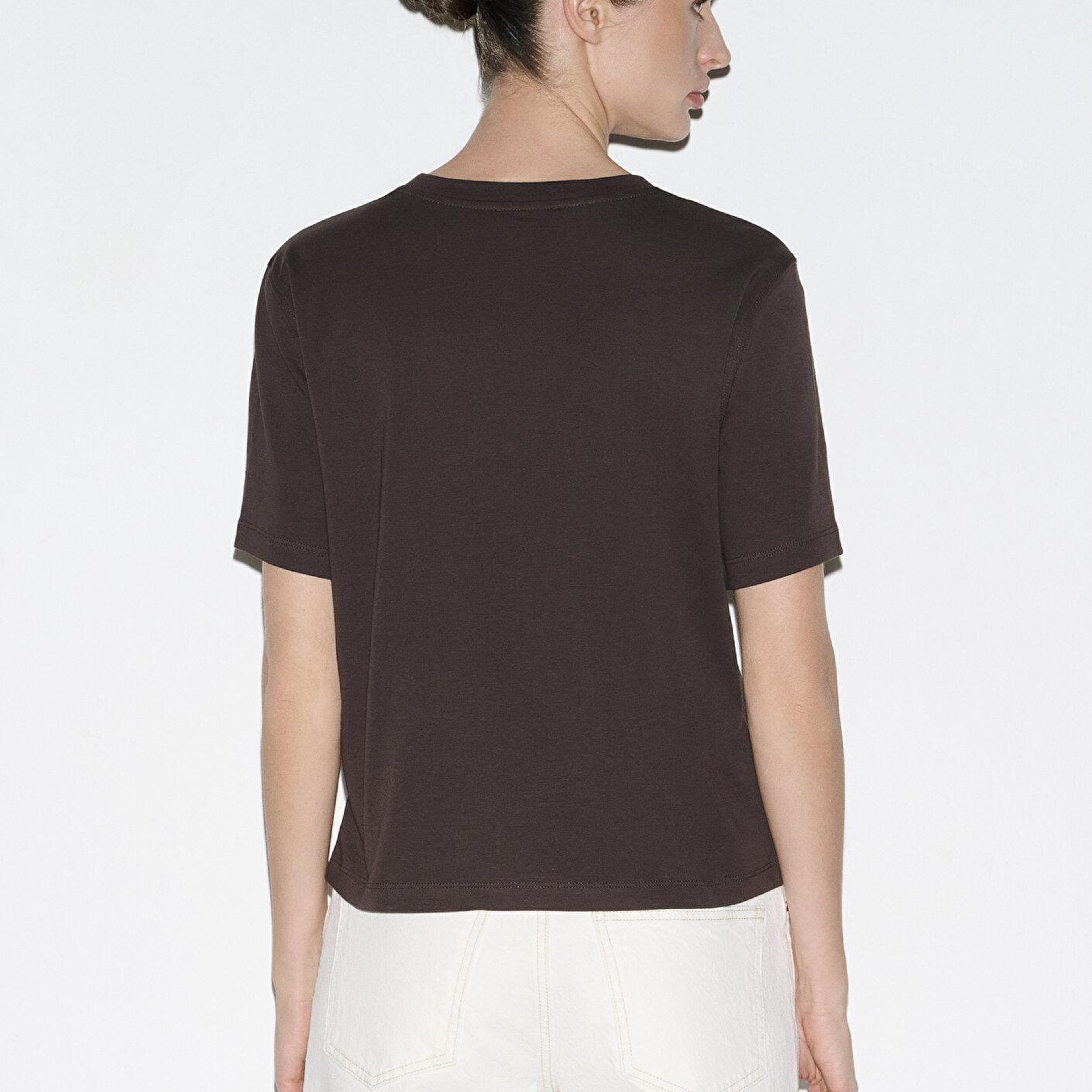 Mavi Kahverengi Basic İnterlok Tişört Semi Slim Fit / Yarı Dar Kesim 1613588-71603