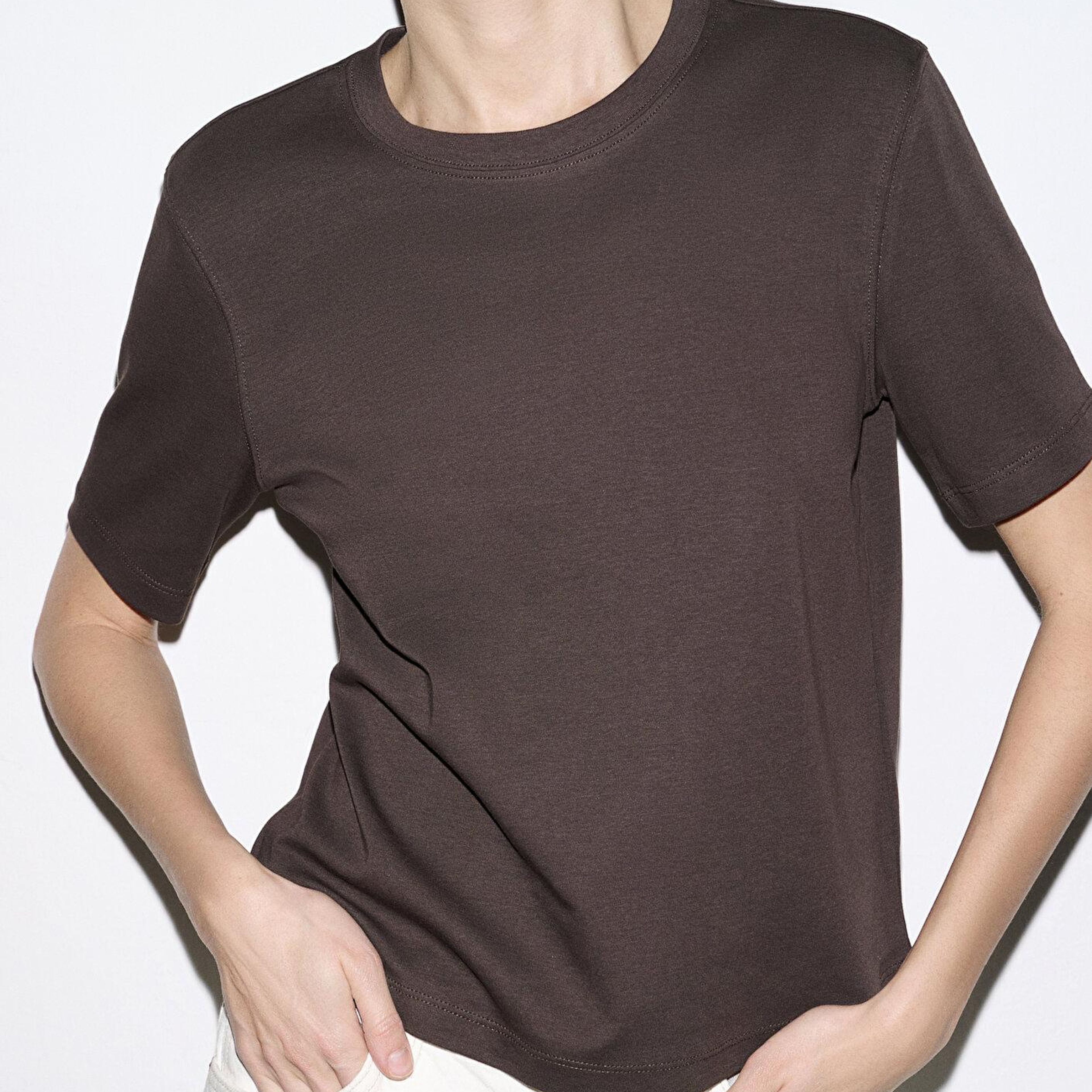 Mavi Kahverengi Basic İnterlok Tişört Semi Slim Fit / Yarı Dar Kesim 1613588-71603