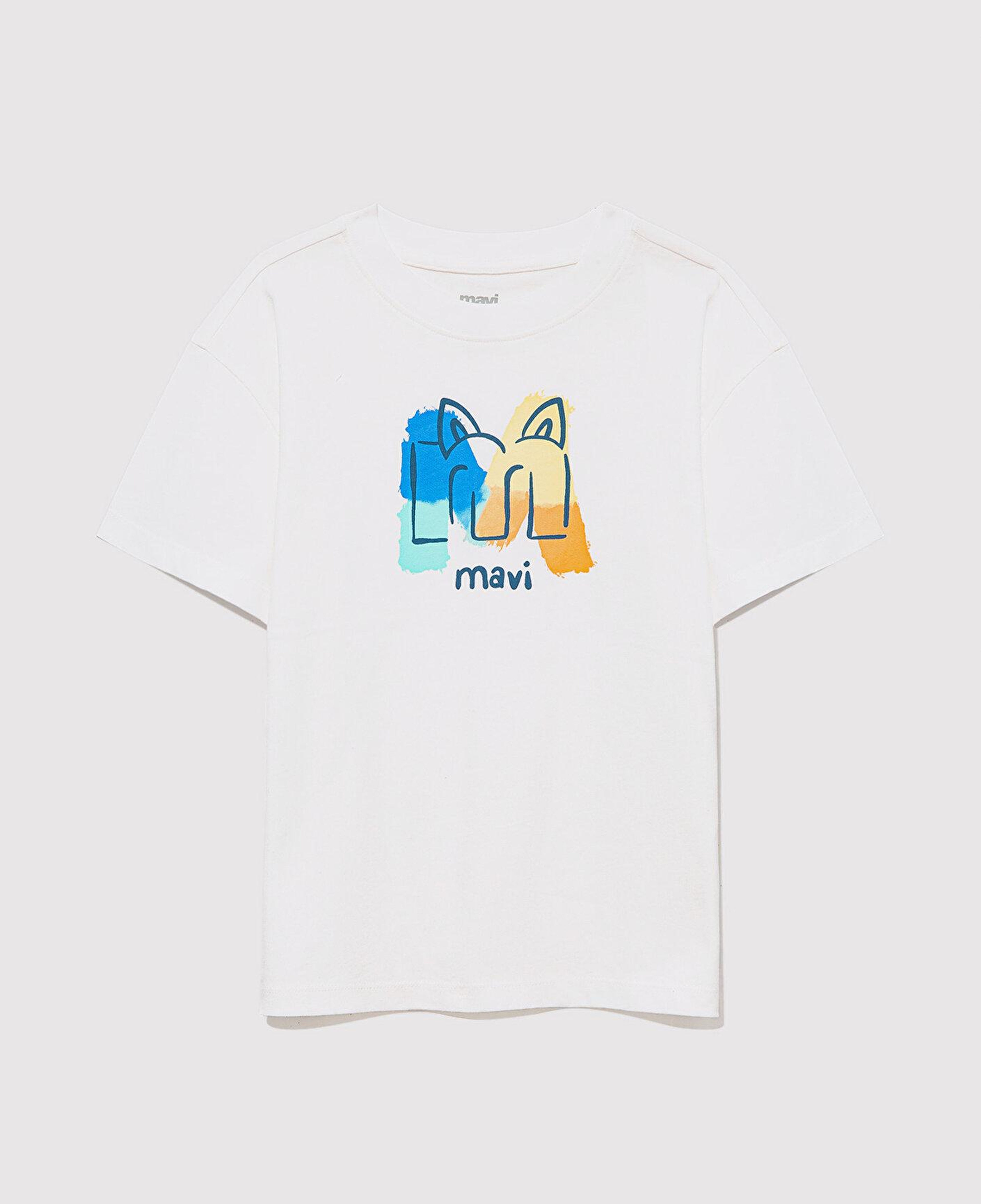 Mavi Mavi Logo Kedi Baskılı Ekru Tişört Loose Fit / Bol Rahat Kesim 7610339-70057