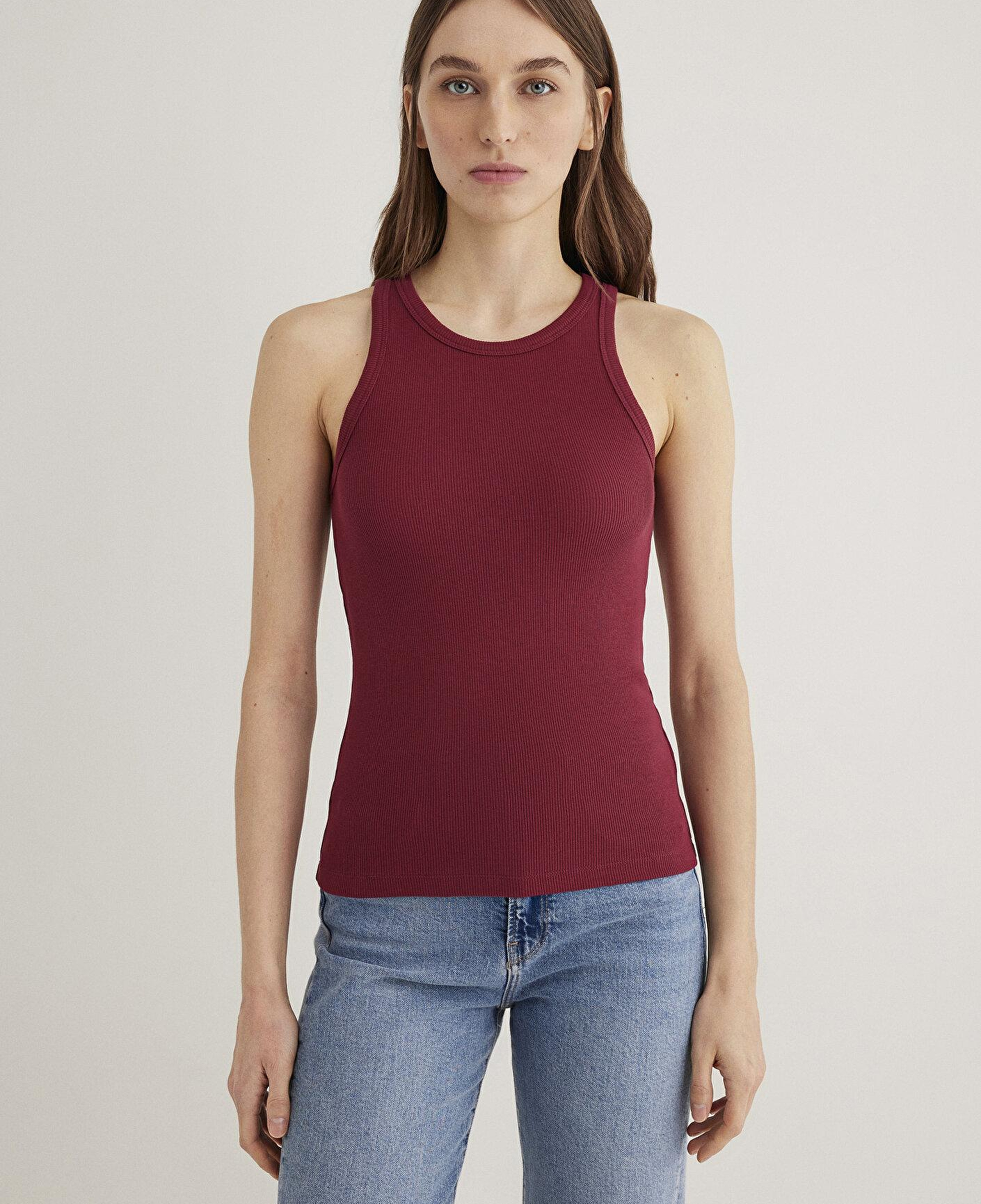 Mavi Halter Yaka Bordo Basic Atlet Slim Fit / Dar Kesim 1612462-70430
