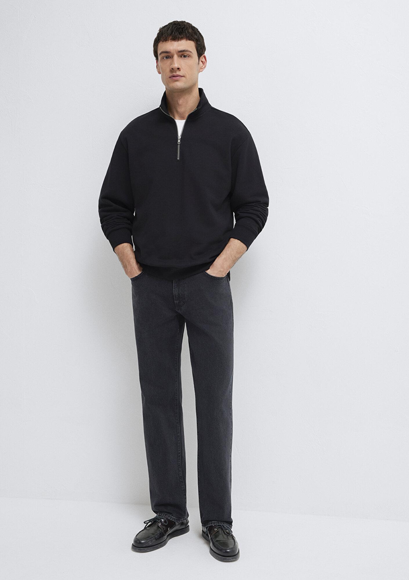 Mavi Yarı Fermuarlı Siyah Basic Sweatshirt 0S10419-900