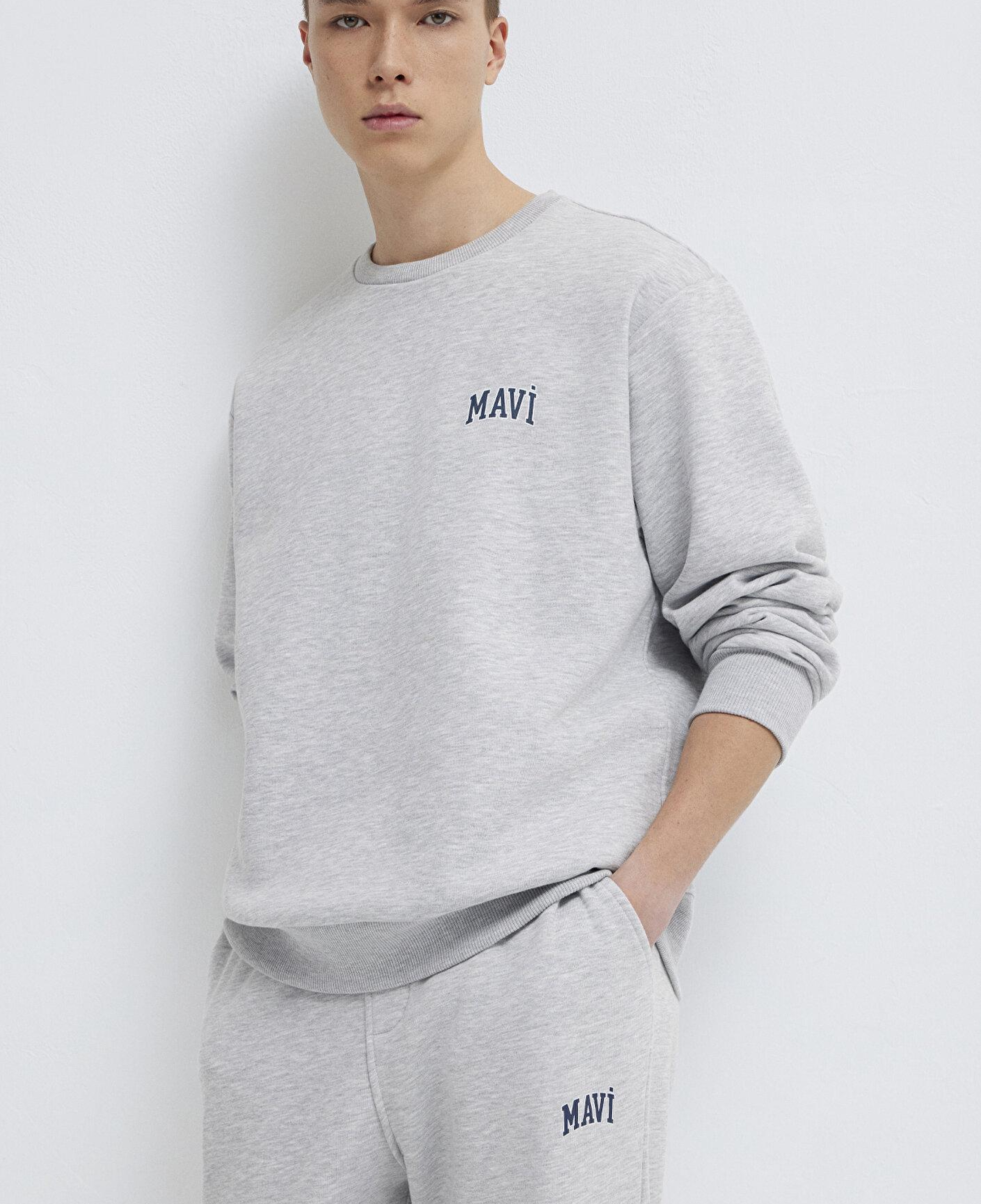 Mavi Mavi Logo Baskılı Gri Sweatshirt 0611716-80018