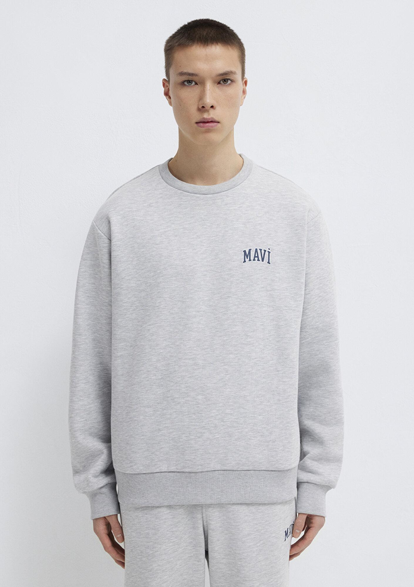 Mavi Mavi Logo Baskılı Gri Sweatshirt 0611716-80018