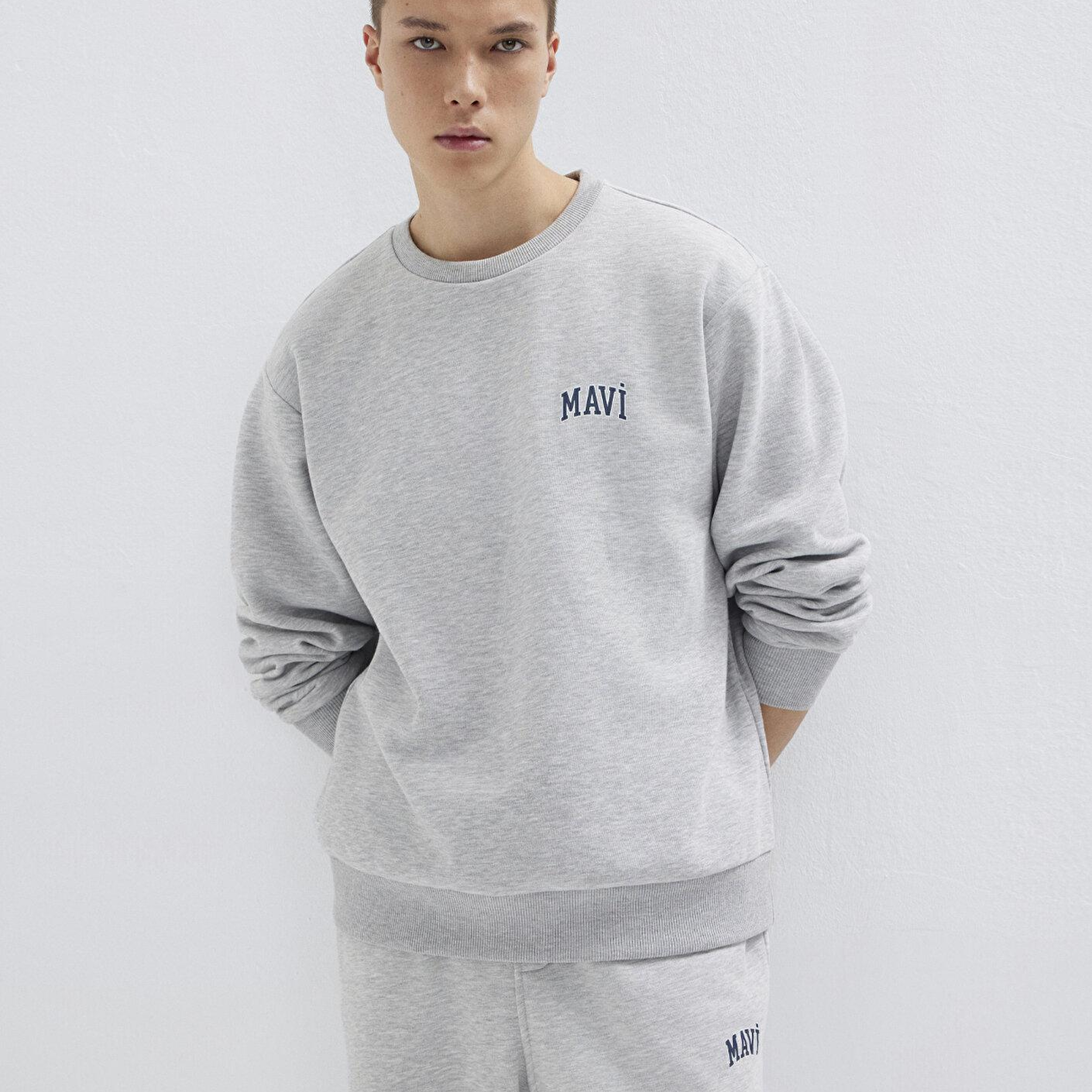 Mavi Mavi Logo Baskılı Gri Sweatshirt 0611716-80018
