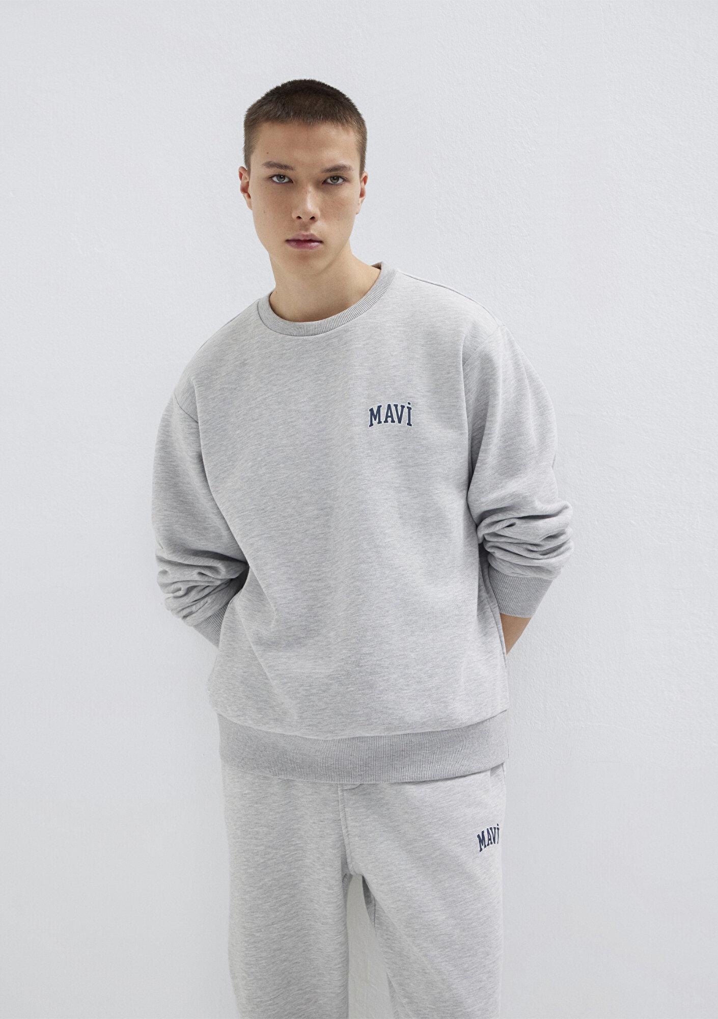 Mavi Mavi Logo Baskılı Gri Sweatshirt 0611716-80018