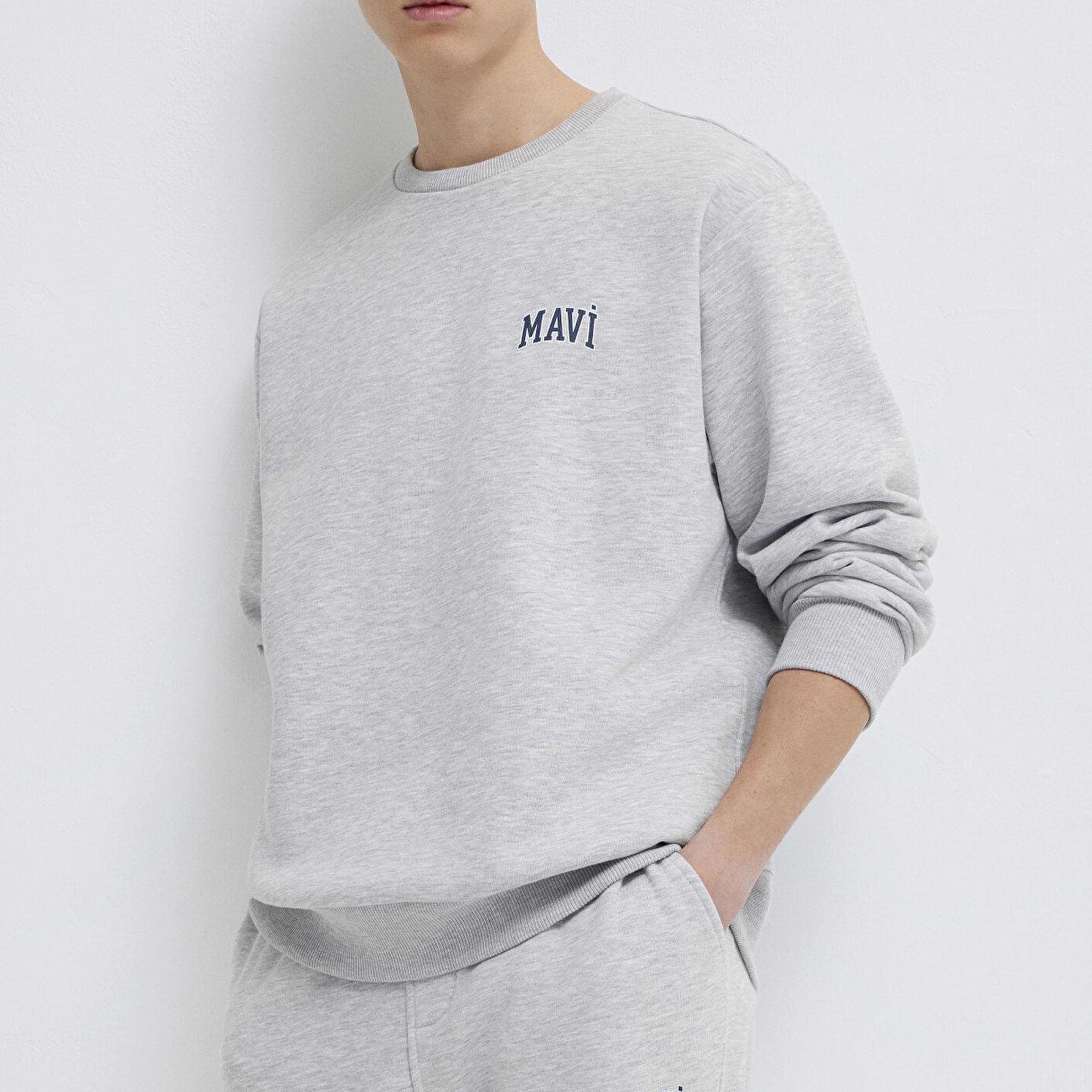 Mavi Mavi Logo Baskılı Gri Sweatshirt 0611716-80018
