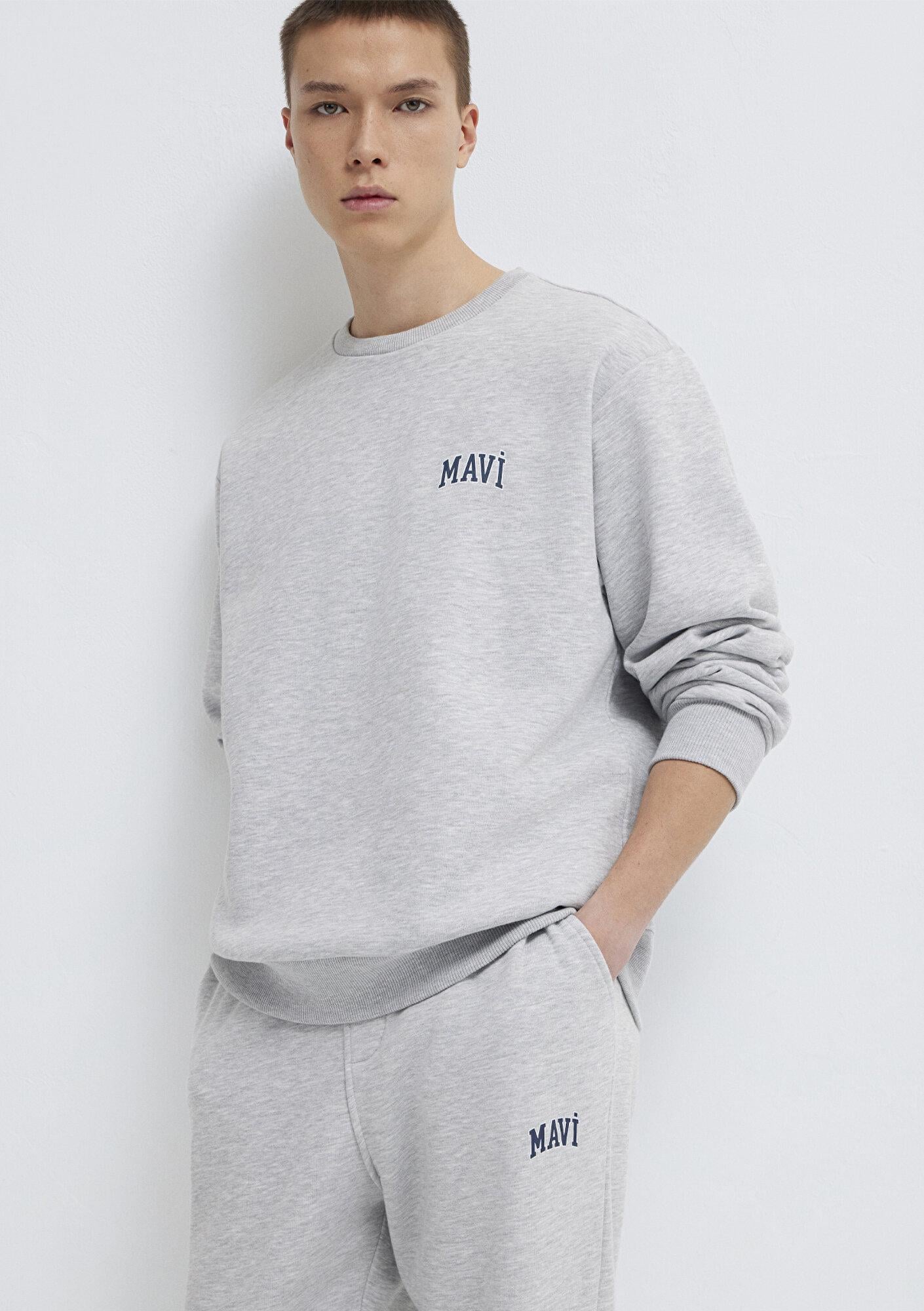 Mavi Mavi Logo Baskılı Gri Sweatshirt 0611716-80018