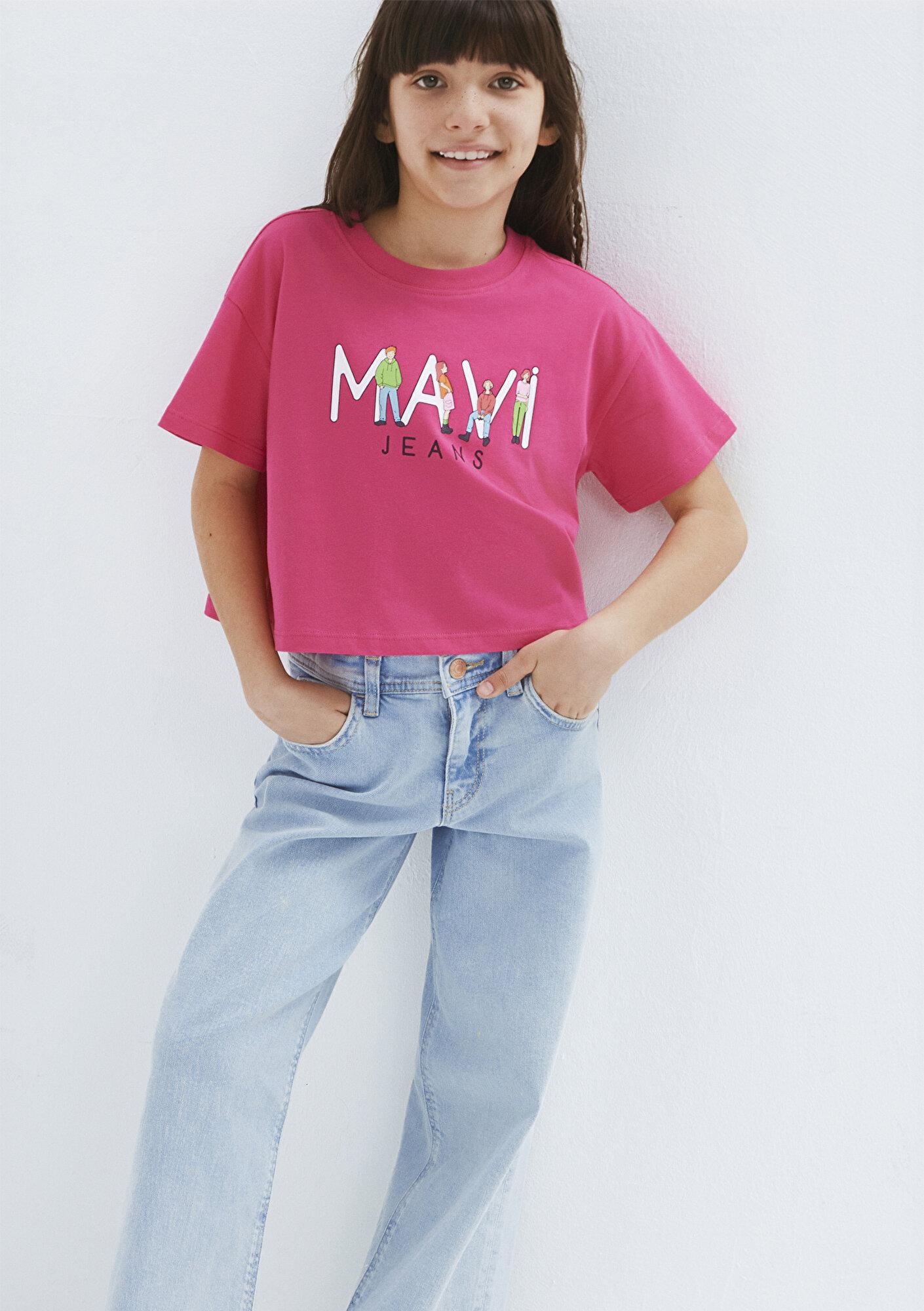 Mavi Mavi Jeans Baskılı Pembe Tişört Loose Fit / Bol Rahat Kesim 7610286-71111