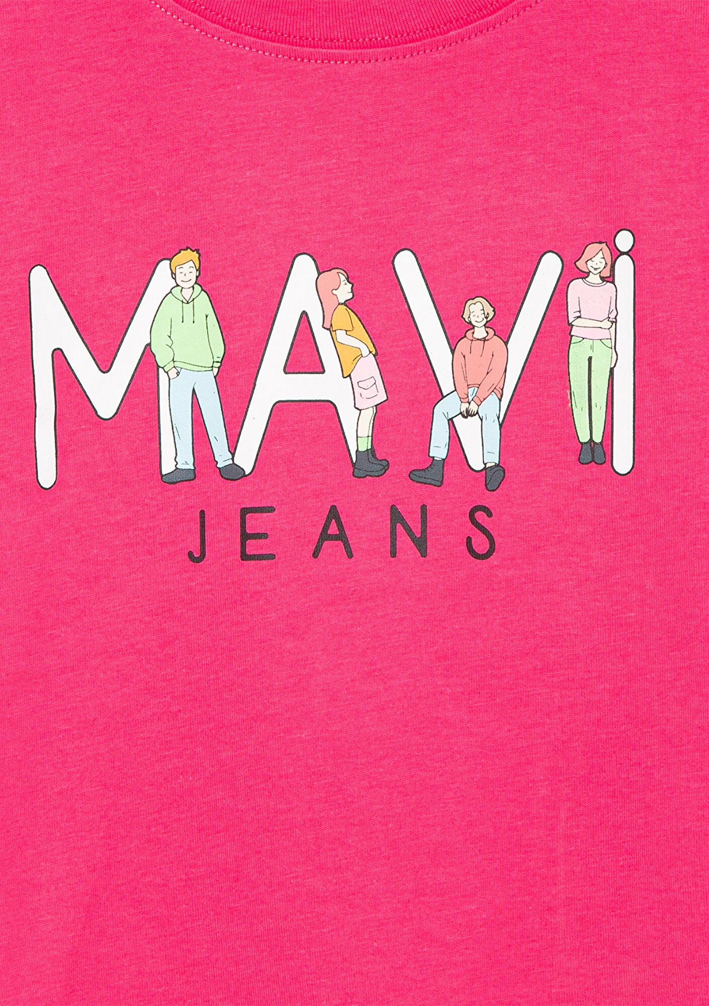 Mavi Mavi Jeans Baskılı Pembe Tişört Loose Fit / Bol Rahat Kesim 7610286-71111